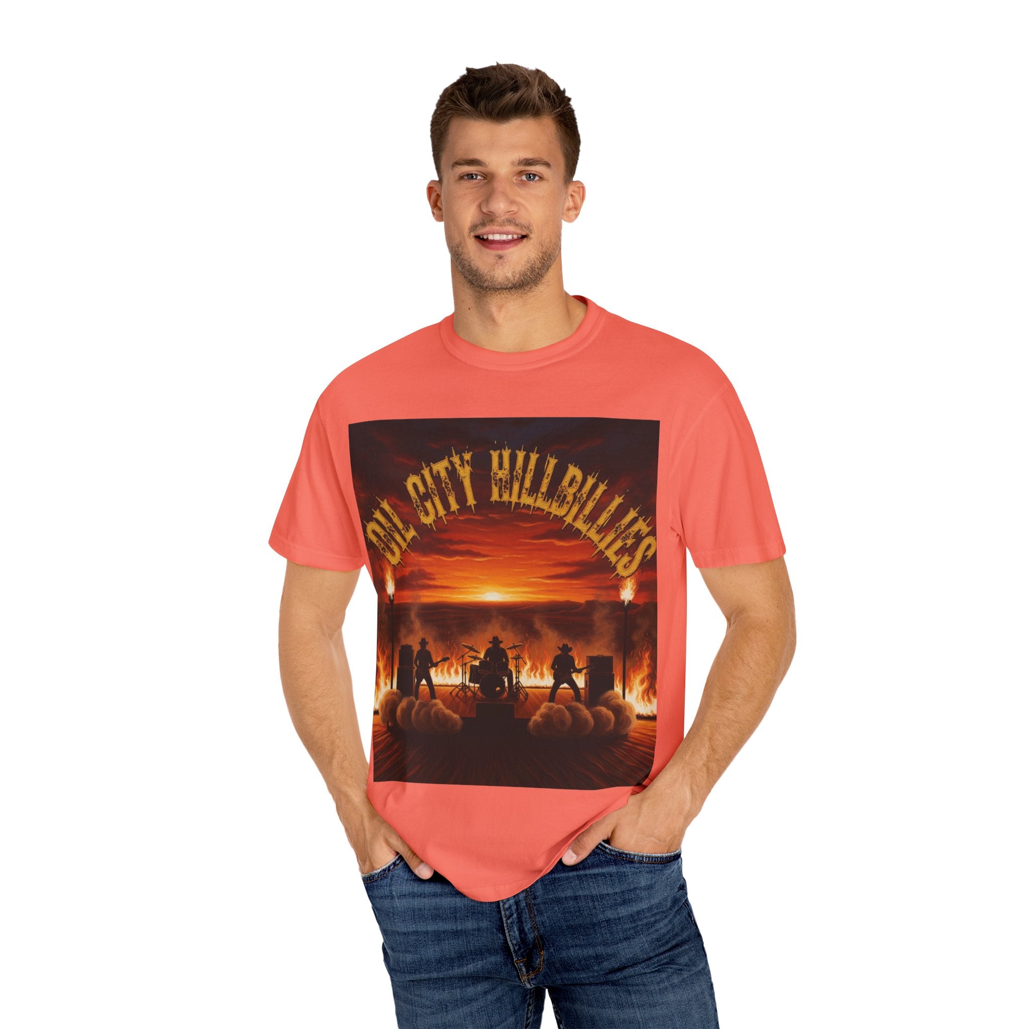 Oil City Hillbillies Sunset Vibe Unisex Tee – Summer Shirt, Festival Fashion, Vintage Graphic Band Tee, Edgy Southern Streetwear