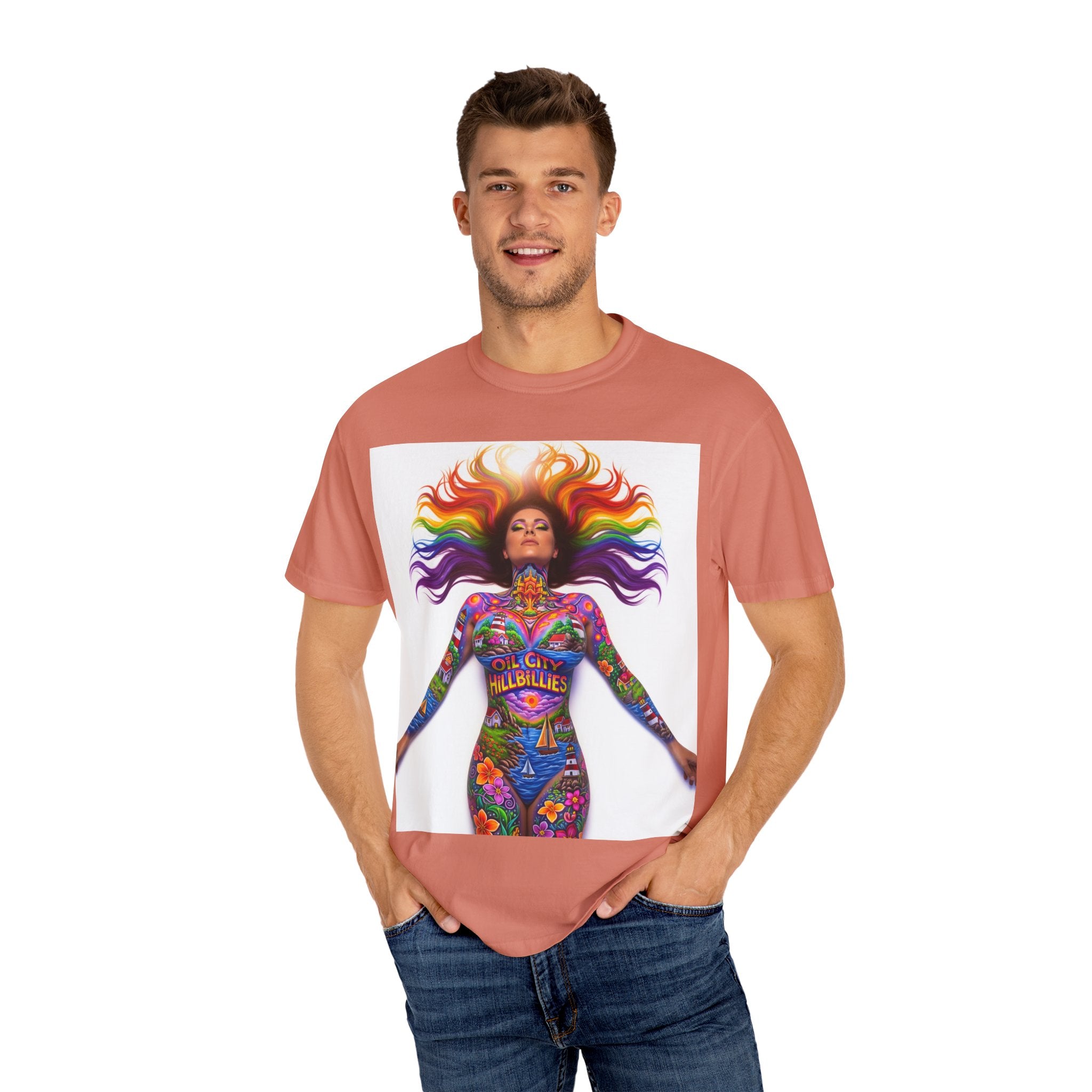 Oil City Hillbillies Full Body Art – Colorful Empowerment T-Shirt, Vibrant Art Tee, Unisex Graphic Shirt, Festival Wear, Pride Apparel, Gift for Artists