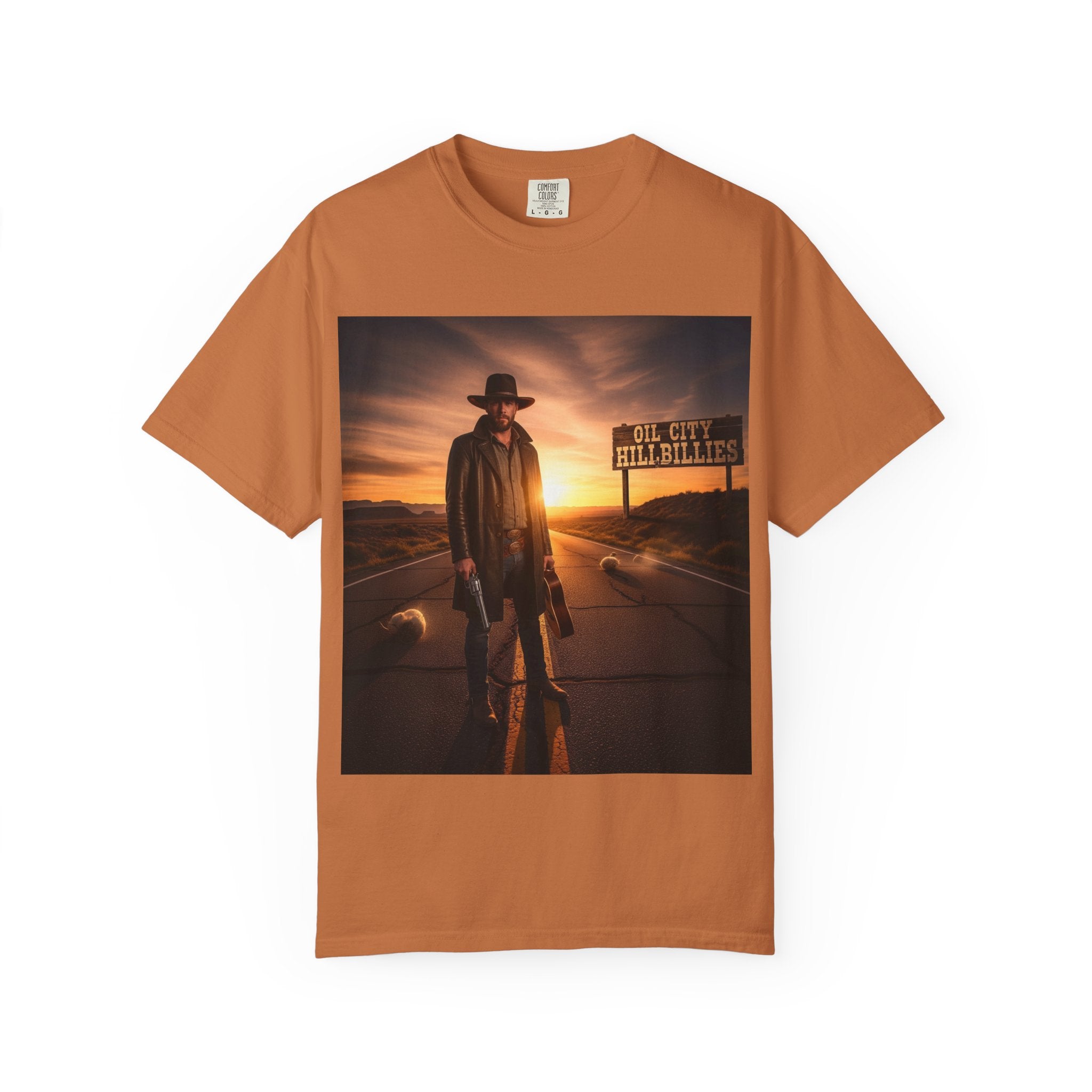 OCH Sunset Cowboy Graphic T-Shirt – Western Style Tee, Gift for Outlaw Country Fans, Casual Wear, Adventure Apparel, Unisex Fashion