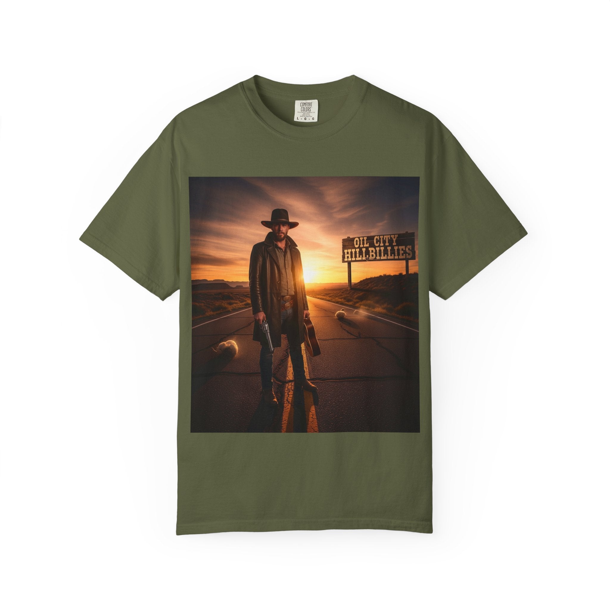 OCH Sunset Cowboy Graphic T-Shirt – Western Style Tee, Gift for Outlaw Country Fans, Casual Wear, Adventure Apparel, Unisex Fashion