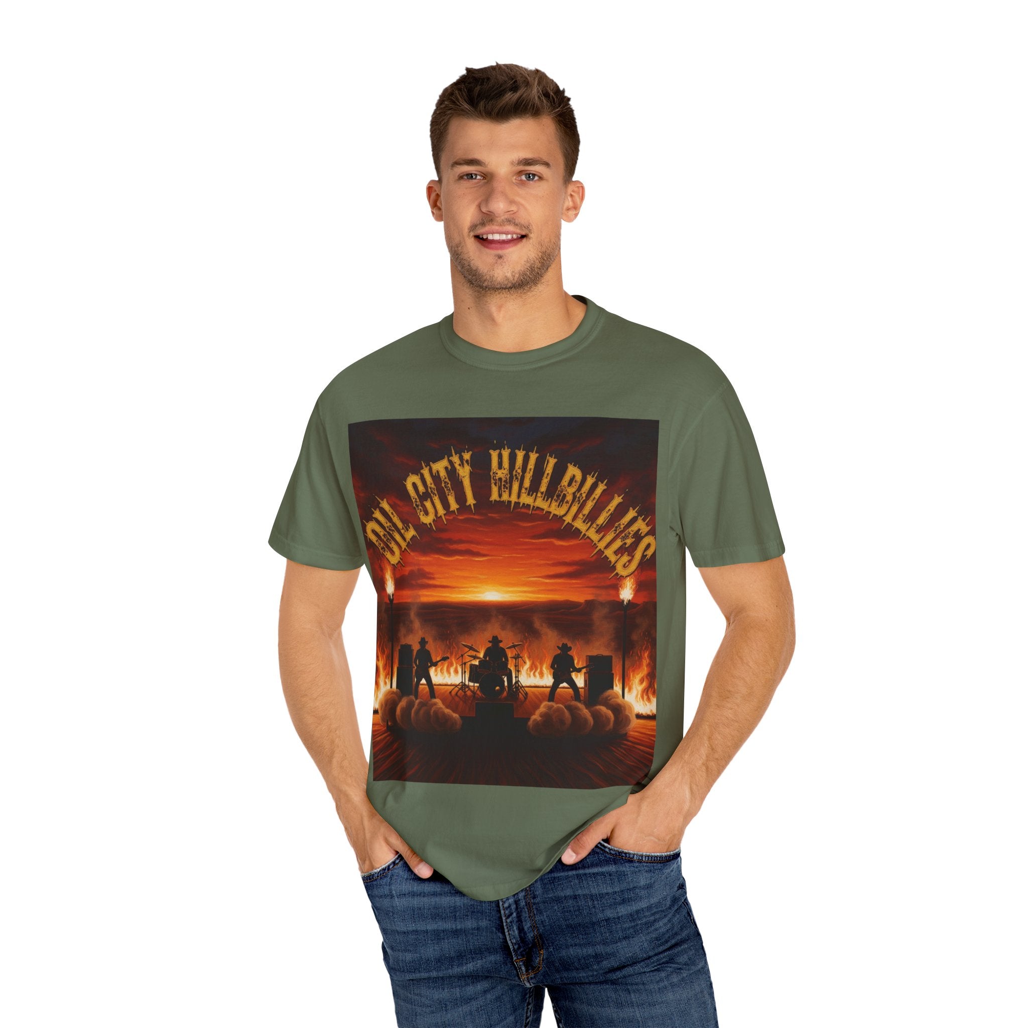 Oil City Hillbillies Sunset Vibe Unisex Tee – Summer Shirt, Festival Fashion, Vintage Graphic Band Tee, Edgy Southern Streetwear
