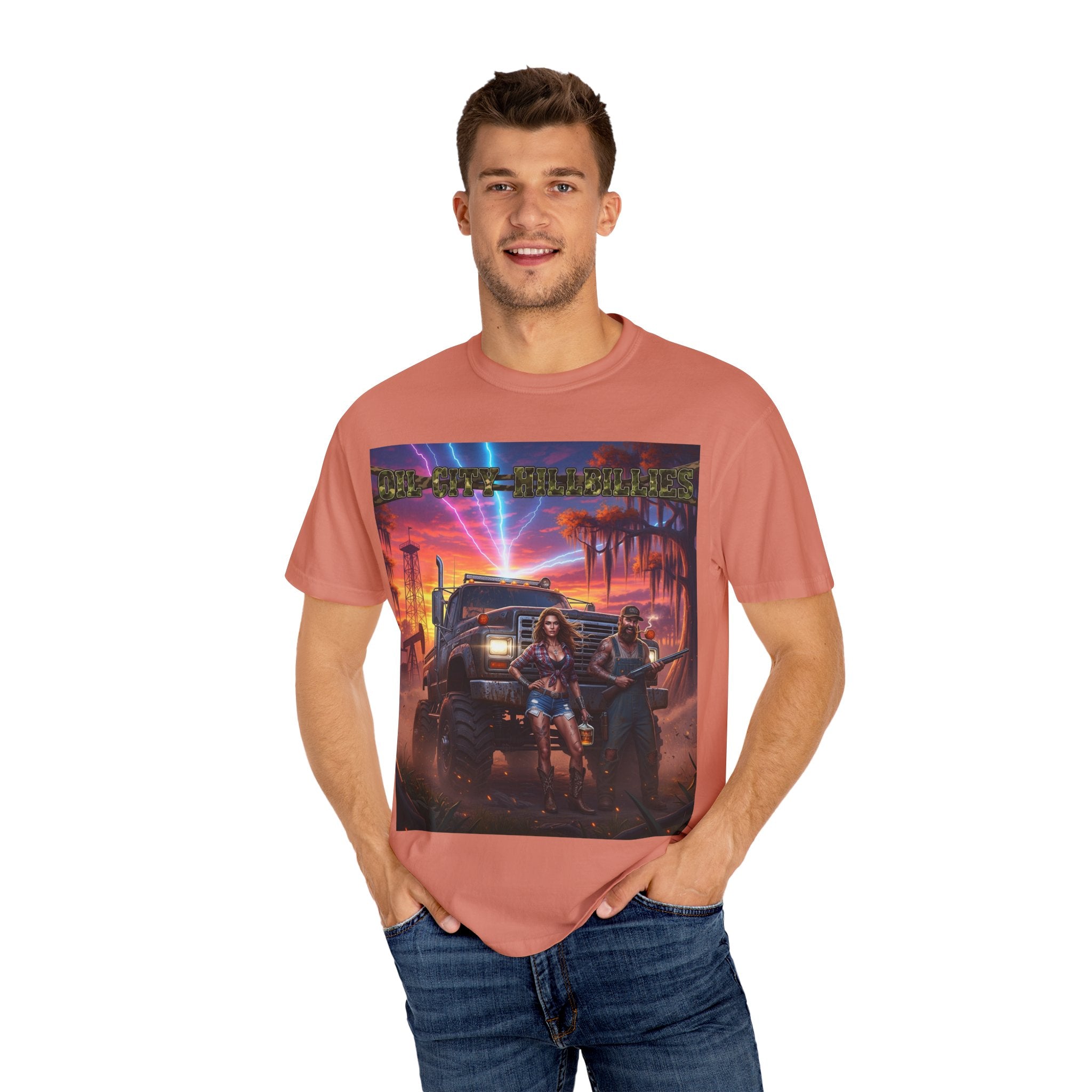 Oil City Hillbillies Adventurous Graphic T-Shirt – Fun Gift for Outdoor Lovers, Summer Vibes, Unisex Casual Wear, Adventure Shirt, Retro Band Tee