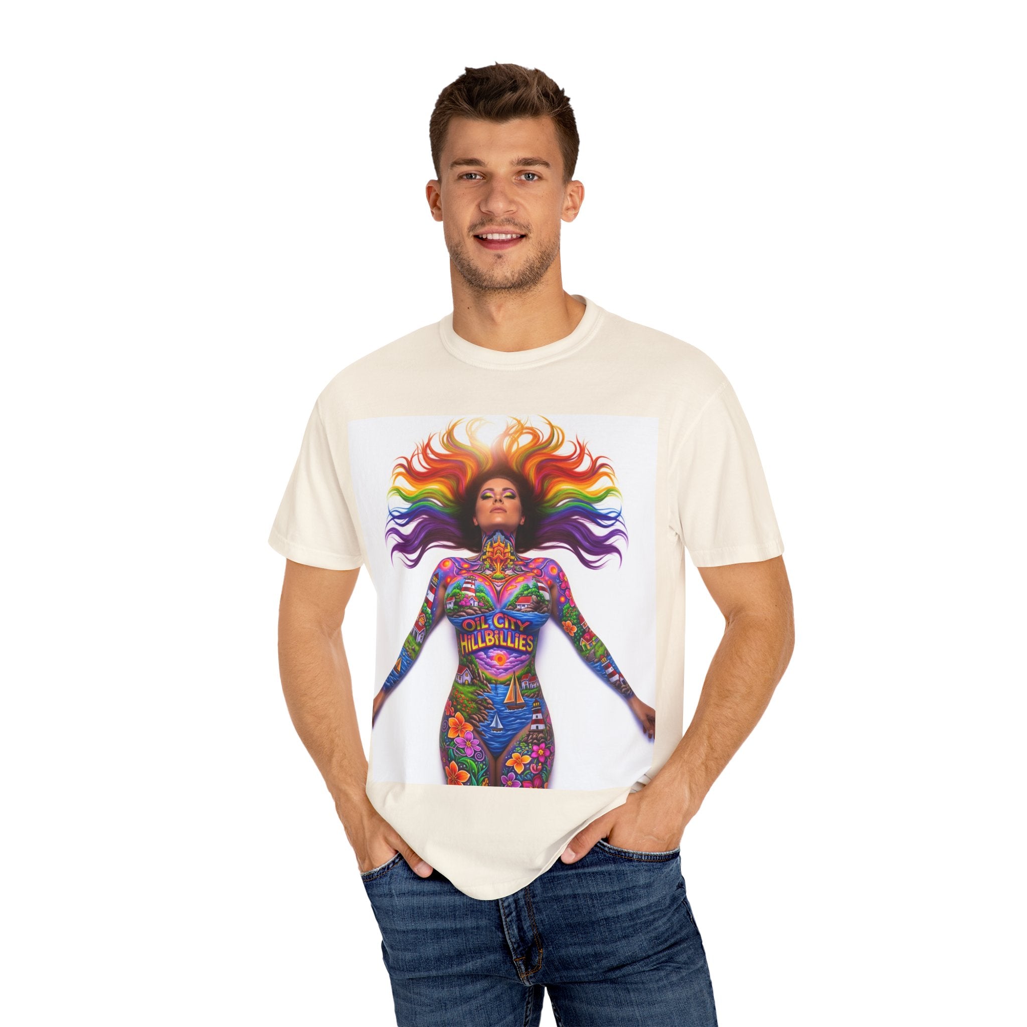 Oil City Hillbillies Full Body Art – Colorful Empowerment T-Shirt, Vibrant Art Tee, Unisex Graphic Shirt, Festival Wear, Pride Apparel, Gift for Artists