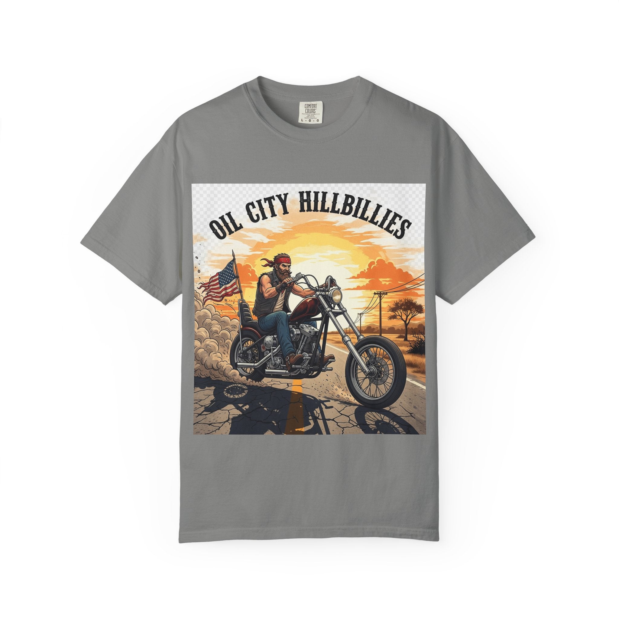 Oil City Hillbillies Motorcycle T-Shirt, Unisex Garment-Dyed Tee for Bikers, Vintage Style Gift, Casual Wear, Adventure Shirt