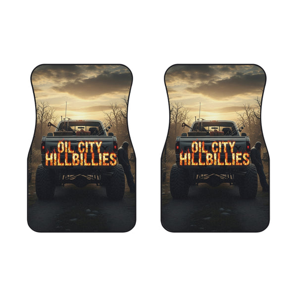 Off-Road Car Mats with Oil City Hillbillies Design, Rugged Vehicle Accessories, Truck Decor, Gift for Outdoor Lovers, Auto Interior Upgrade