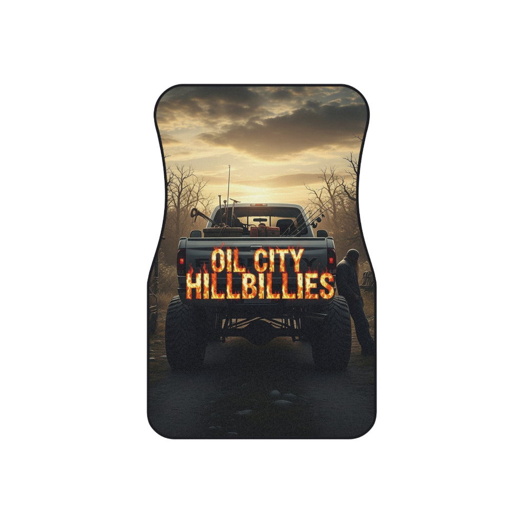 Off-Road Car Mats with Oil City Hillbillies Design, Rugged Vehicle Accessories, Truck Decor, Gift for Outdoor Lovers, Auto Interior Upgrade