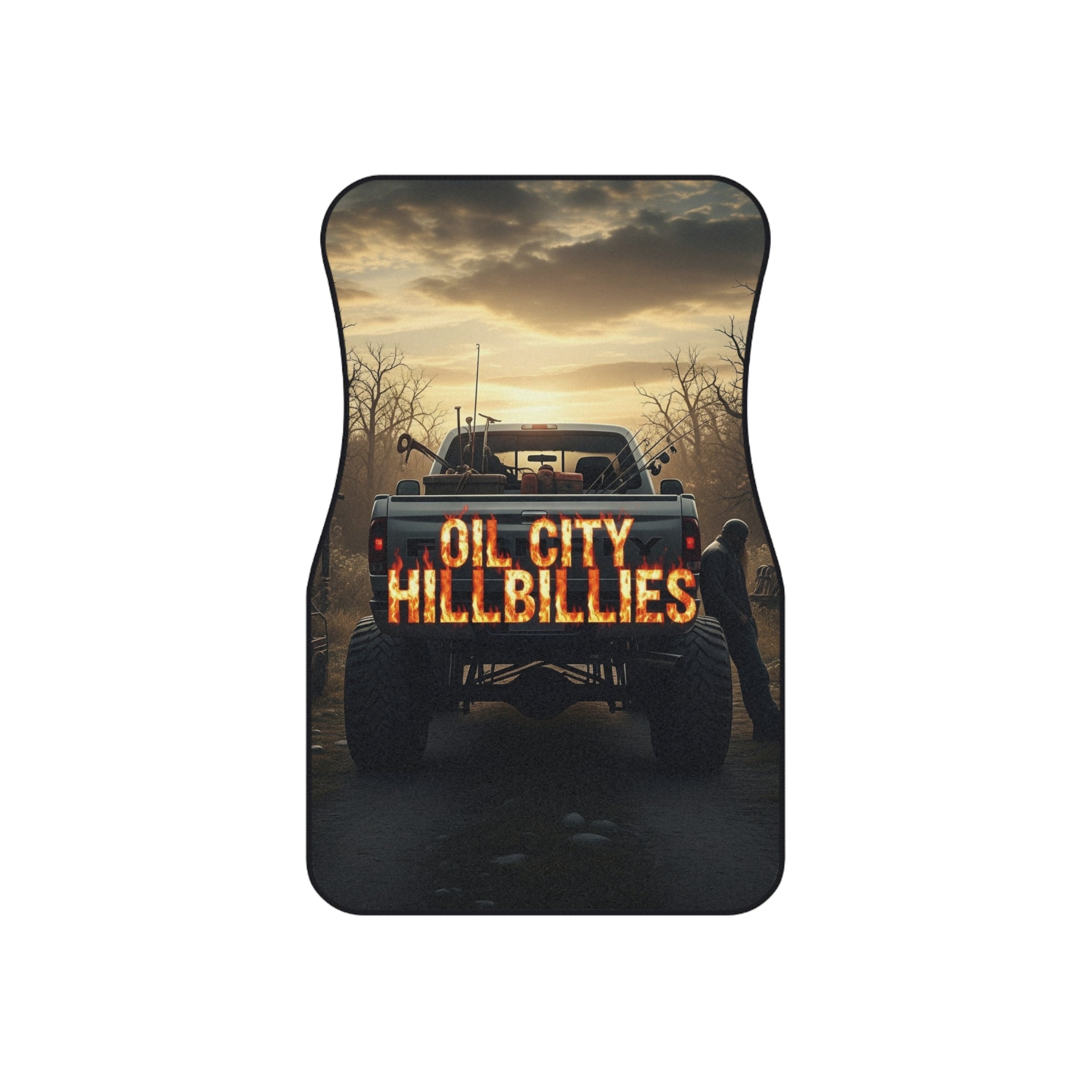 Off-Road Car Mats with Oil City Hillbillies Design, Rugged Vehicle Accessories, Truck Decor, Gift for Outdoor Lovers, Auto Interior Upgrade