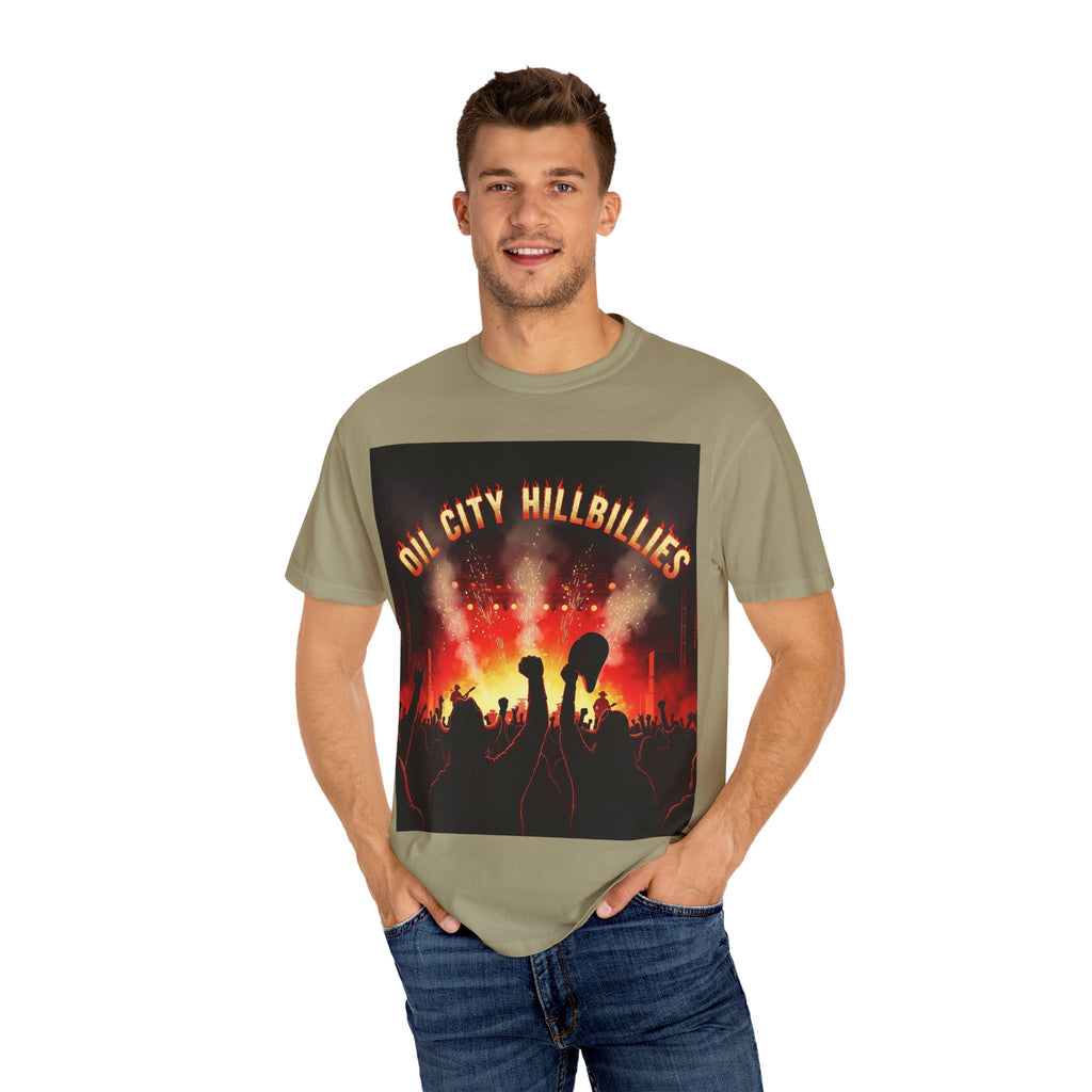 Oil City Hillbillies Concert Tee – Unisex Garment-Dyed T-Shirt, Music Festival Shirt, Country Music Lover Gift, Retro Graphic Band Tee, Southern Outlaw Merch