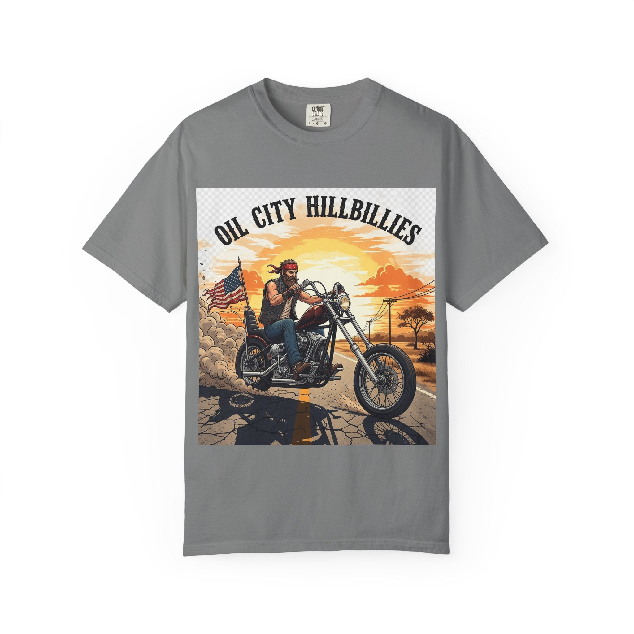 Oil City Hillbillies Motorcycle T-Shirt, Unisex Garment-Dyed Tee for Bikers, Vintage Style Gift, Casual Wear, Adventure Shirt