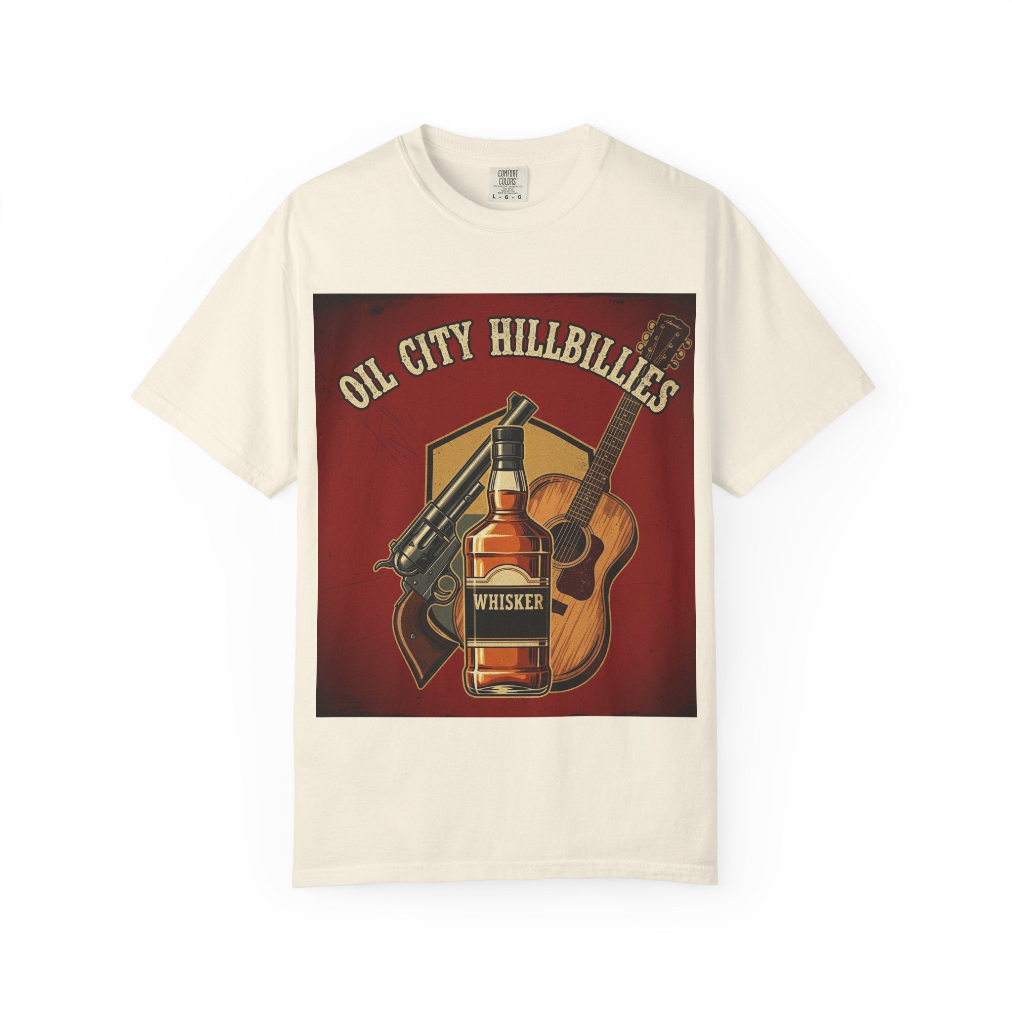 Oil City Hillbillies Whiskey-Themed T-Shirt – Rustic Style Shirt, Gift for Outlaw Country Fans, Casual Wear, Unisex Graphic Band Tee