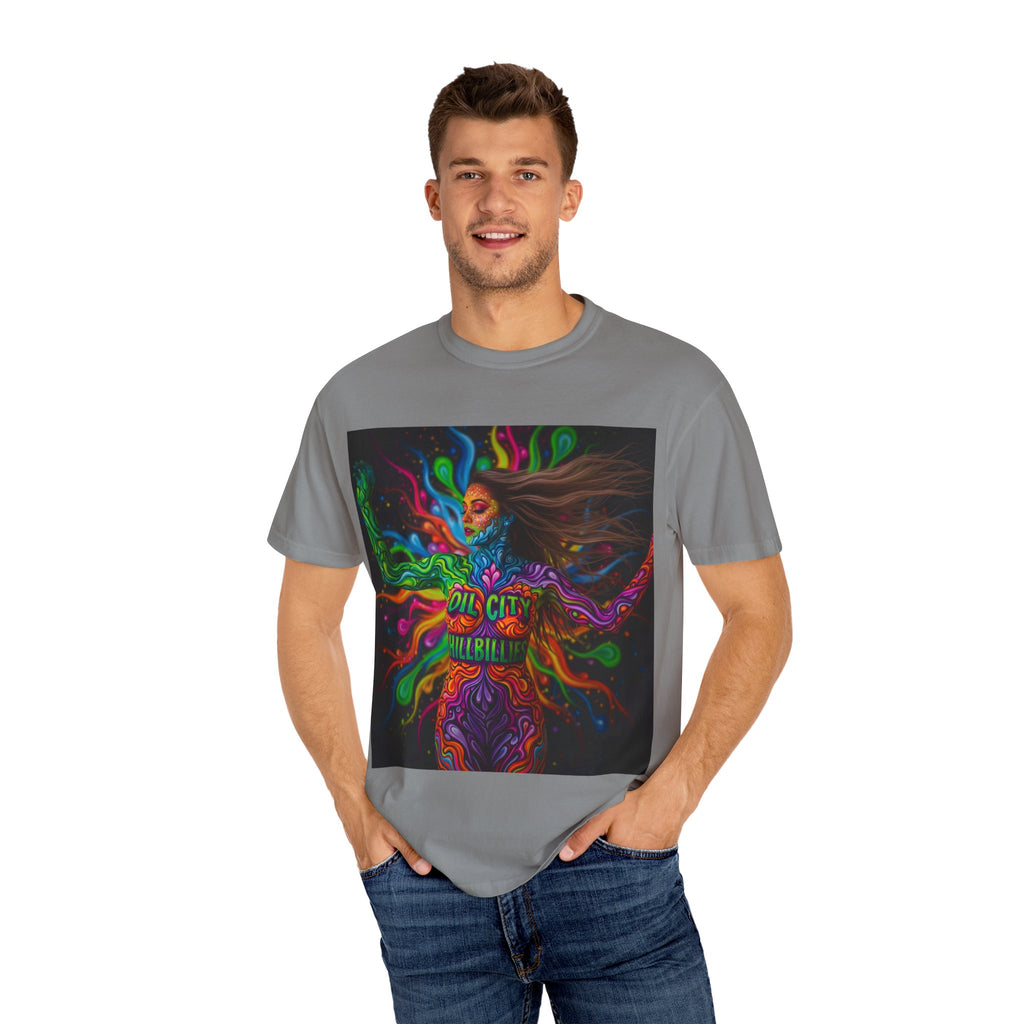 Garment-Dyed Oil City Hillbillies Tee Inspired by Southern Roots and Backwoods Culture, Bohemian T-shirt for Music Festivals, Artistic Outlaw Fashion Statement, Perfect Gift for Fans