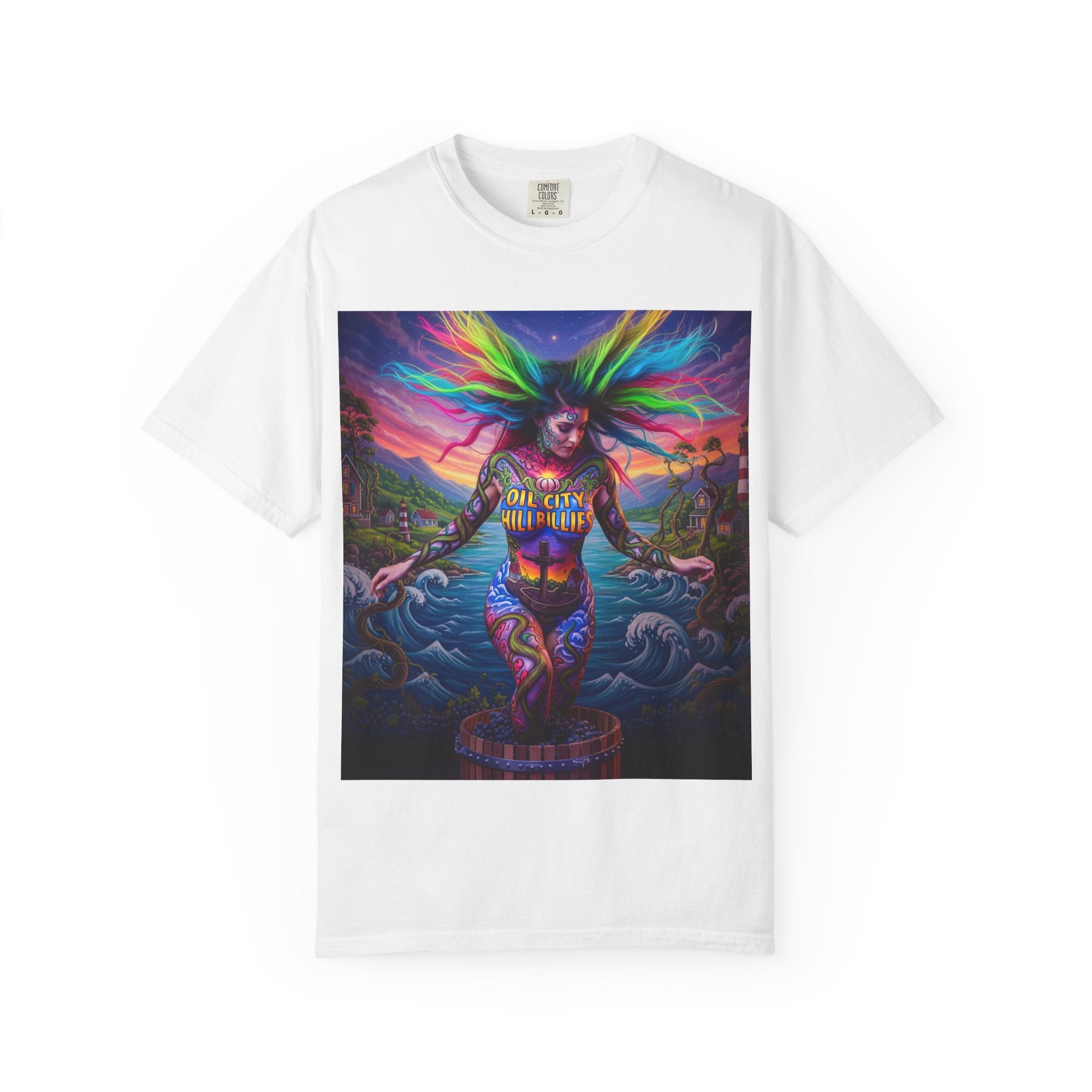 Vibrant Art T-Shirt, Oil City Hillbillies Colorful Graphic Tee, Unisex Gift, Casual Wear, Festival Shirt, Bohemian Style Apparel