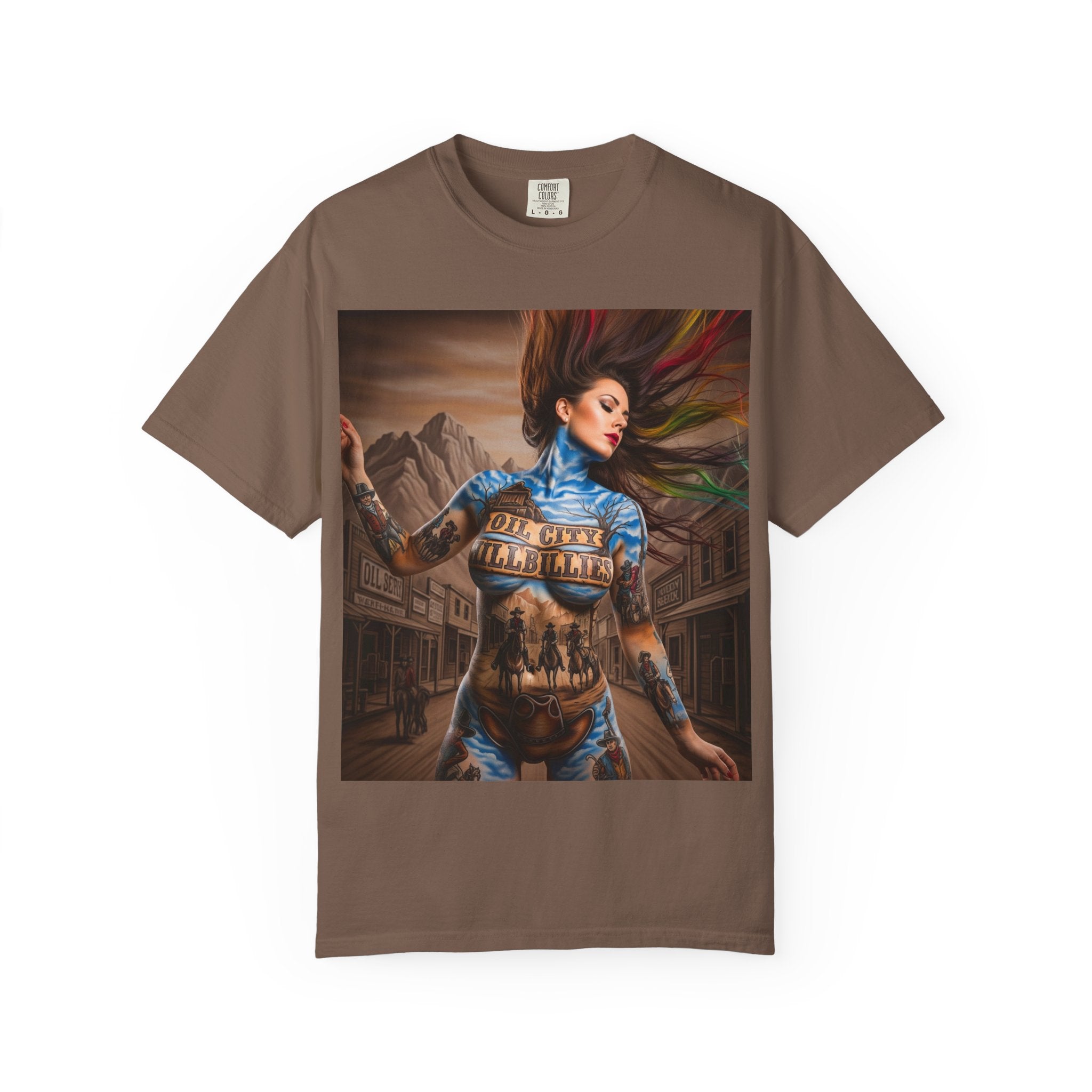 Garment-Dyed Oil City Hillbillies Tee Inspired by Southern Roots and Backwoods Culture, Bohemian T-shirt for Music Festivals, Artistic Outlaw Fashion Statement, Perfect Gift for Fans