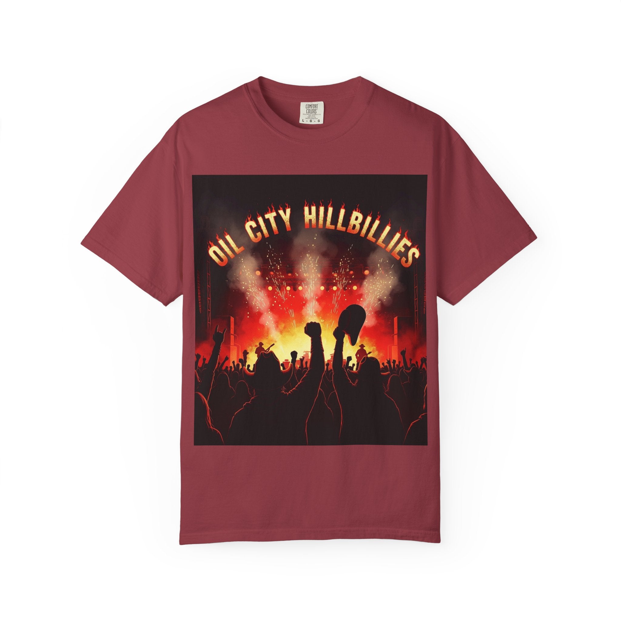 Oil City Hillbillies Concert Tee – Unisex Garment-Dyed T-Shirt, Music Festival Shirt, Country Music Lover Gift, Retro Graphic Band Tee, Southern Outlaw Merch