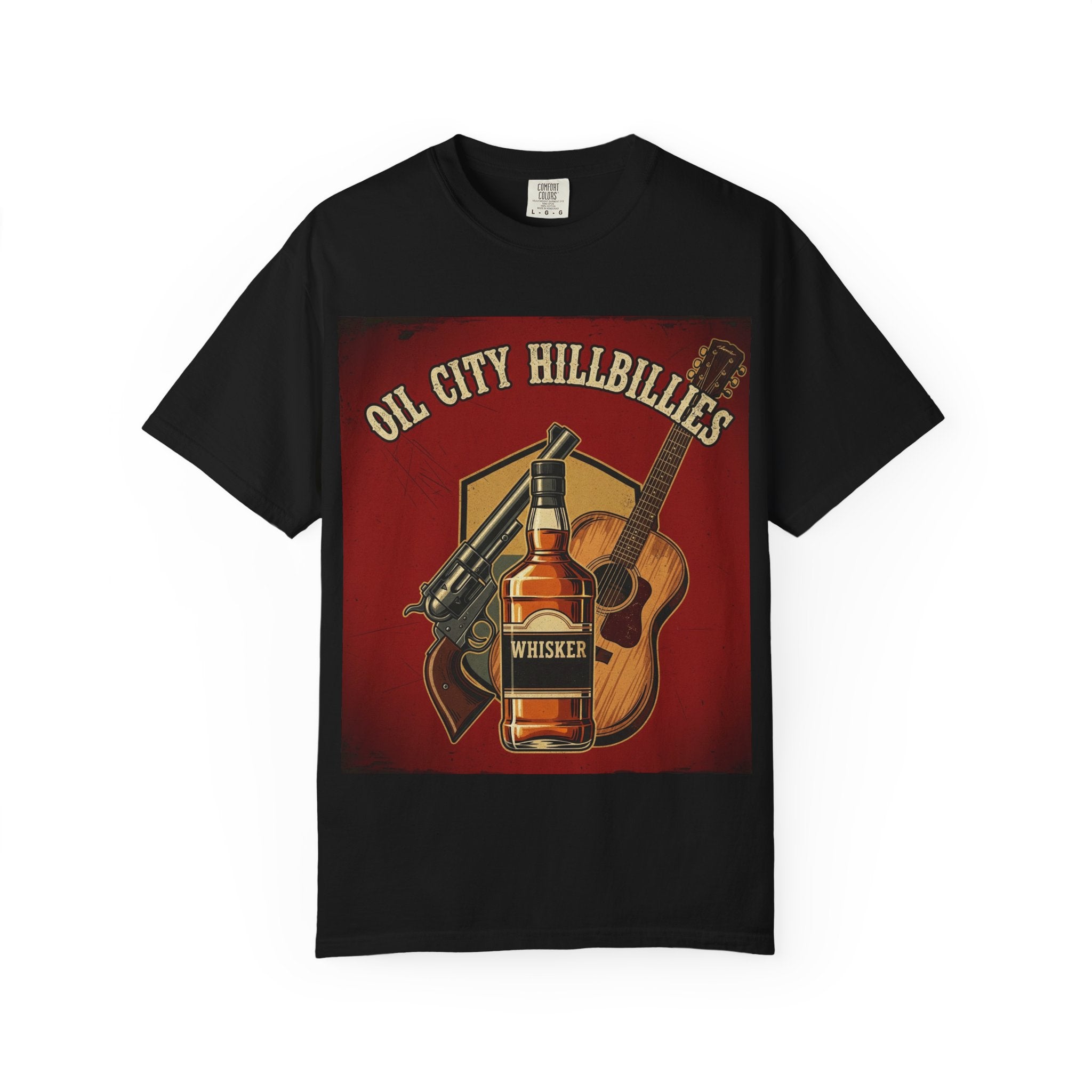 Oil City Hillbillies Whiskey-Themed T-Shirt – Rustic Style Shirt, Gift for Outlaw Country Fans, Casual Wear, Unisex Graphic Band Tee