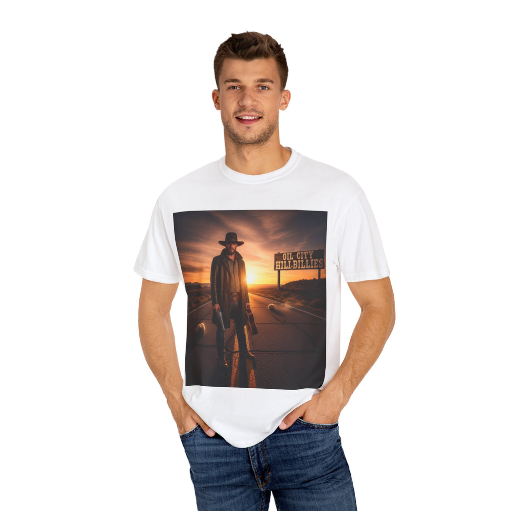 OCH Sunset Cowboy Graphic T-Shirt – Western Style Tee, Gift for Outlaw Country Fans, Casual Wear, Adventure Apparel, Unisex Fashion