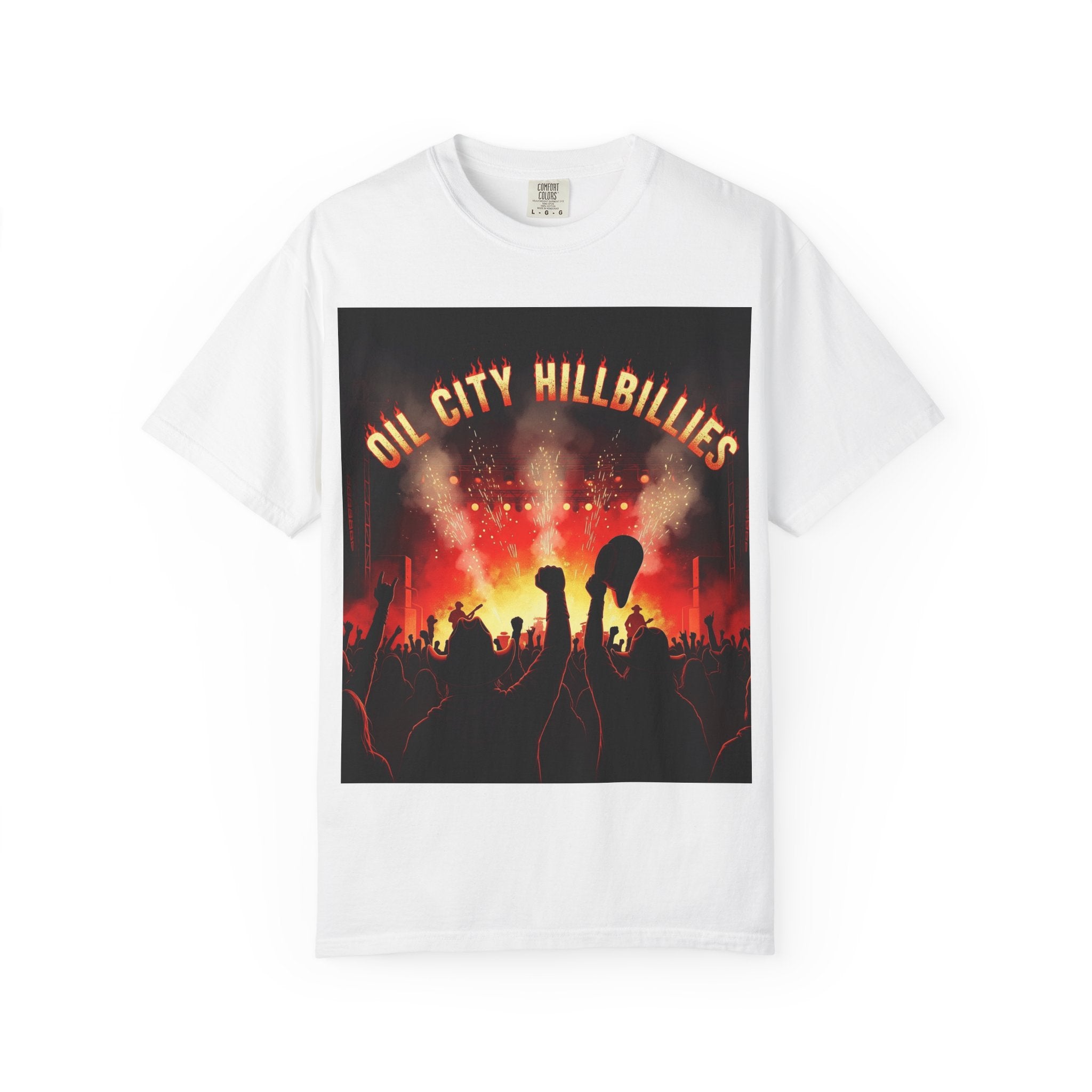 Oil City Hillbillies Concert Tee – Unisex Garment-Dyed T-Shirt, Music Festival Shirt, Country Music Lover Gift, Retro Graphic Band Tee, Southern Outlaw Merch