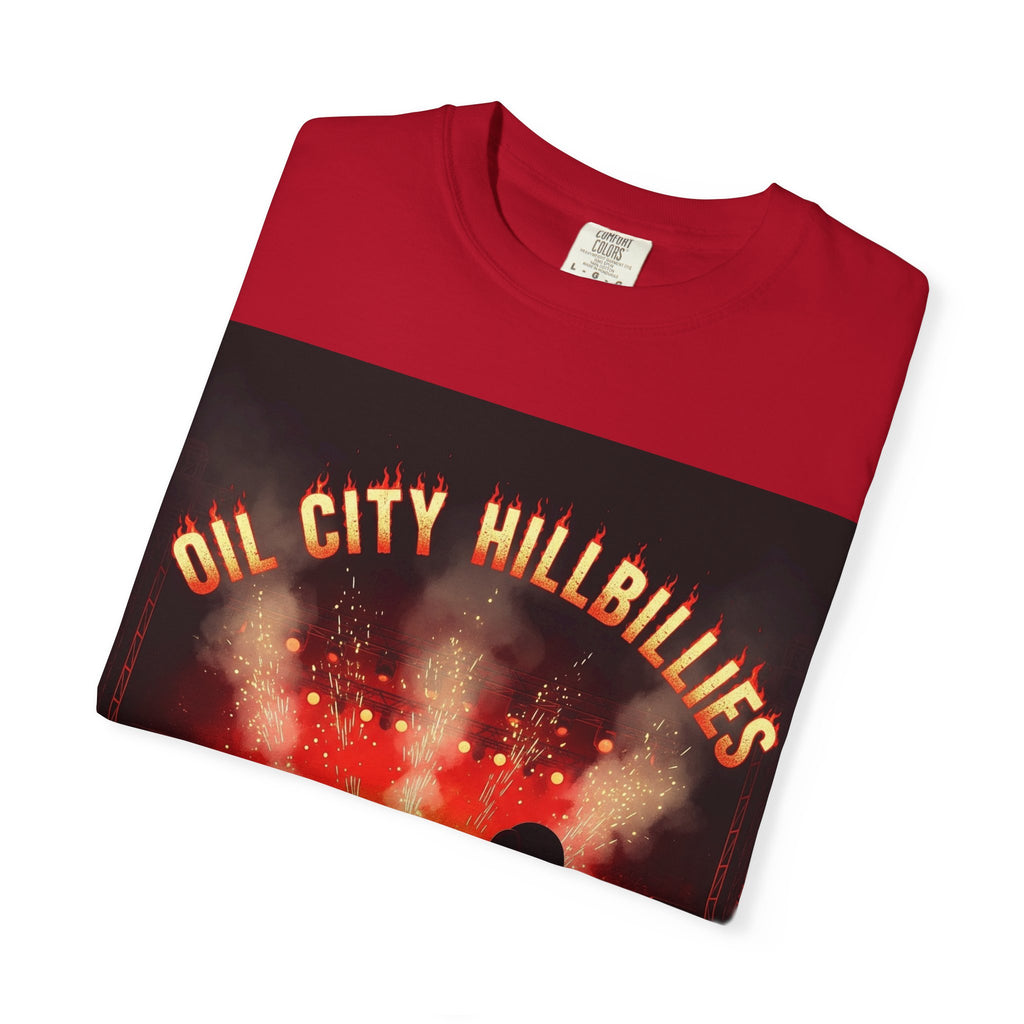 Oil City Hillbillies Concert Tee – Unisex Garment-Dyed T-Shirt, Music Festival Shirt, Country Music Lover Gift, Retro Graphic Band Tee, Southern Outlaw Merch