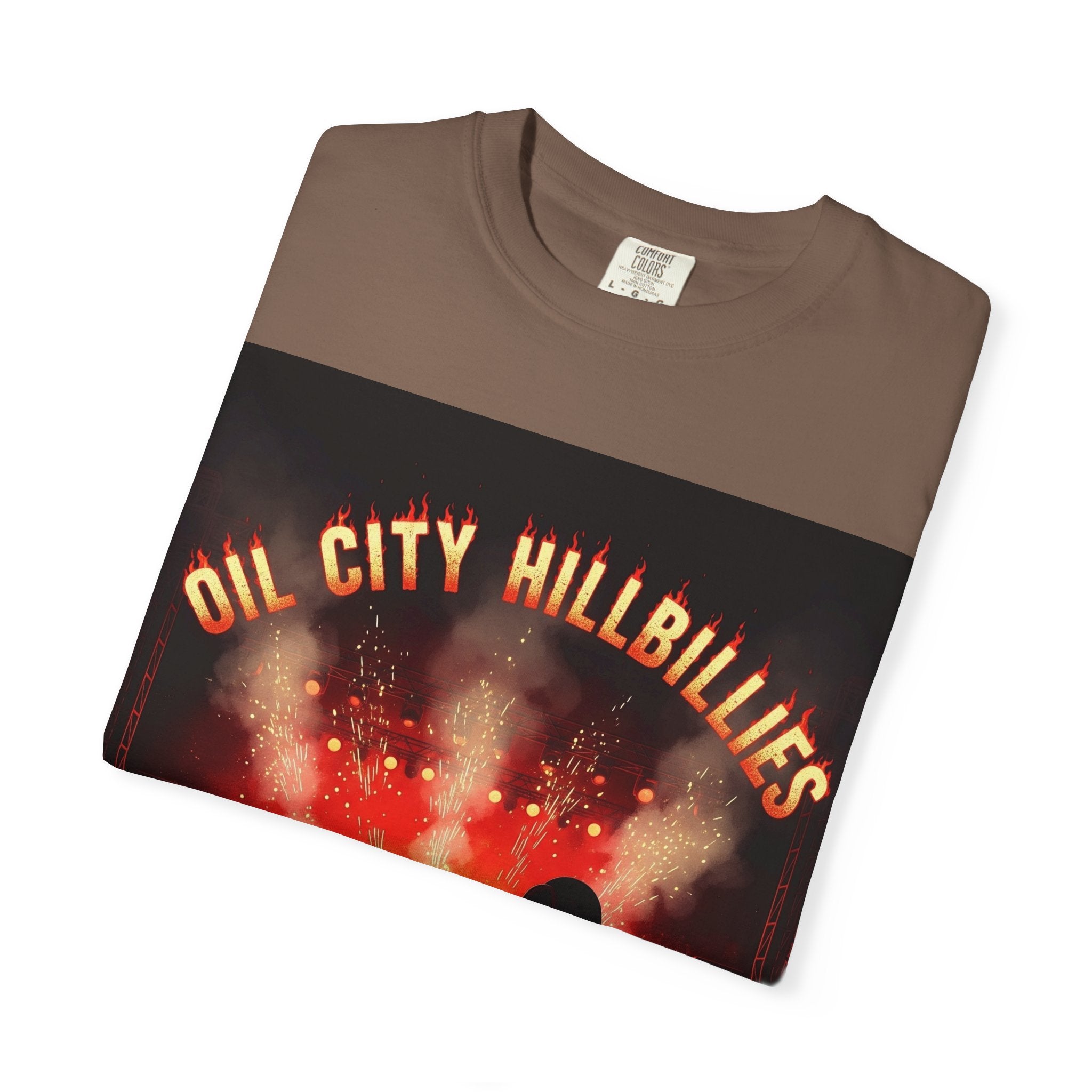 Oil City Hillbillies Concert Tee – Unisex Garment-Dyed T-Shirt, Music Festival Shirt, Country Music Lover Gift, Retro Graphic Band Tee, Southern Outlaw Merch