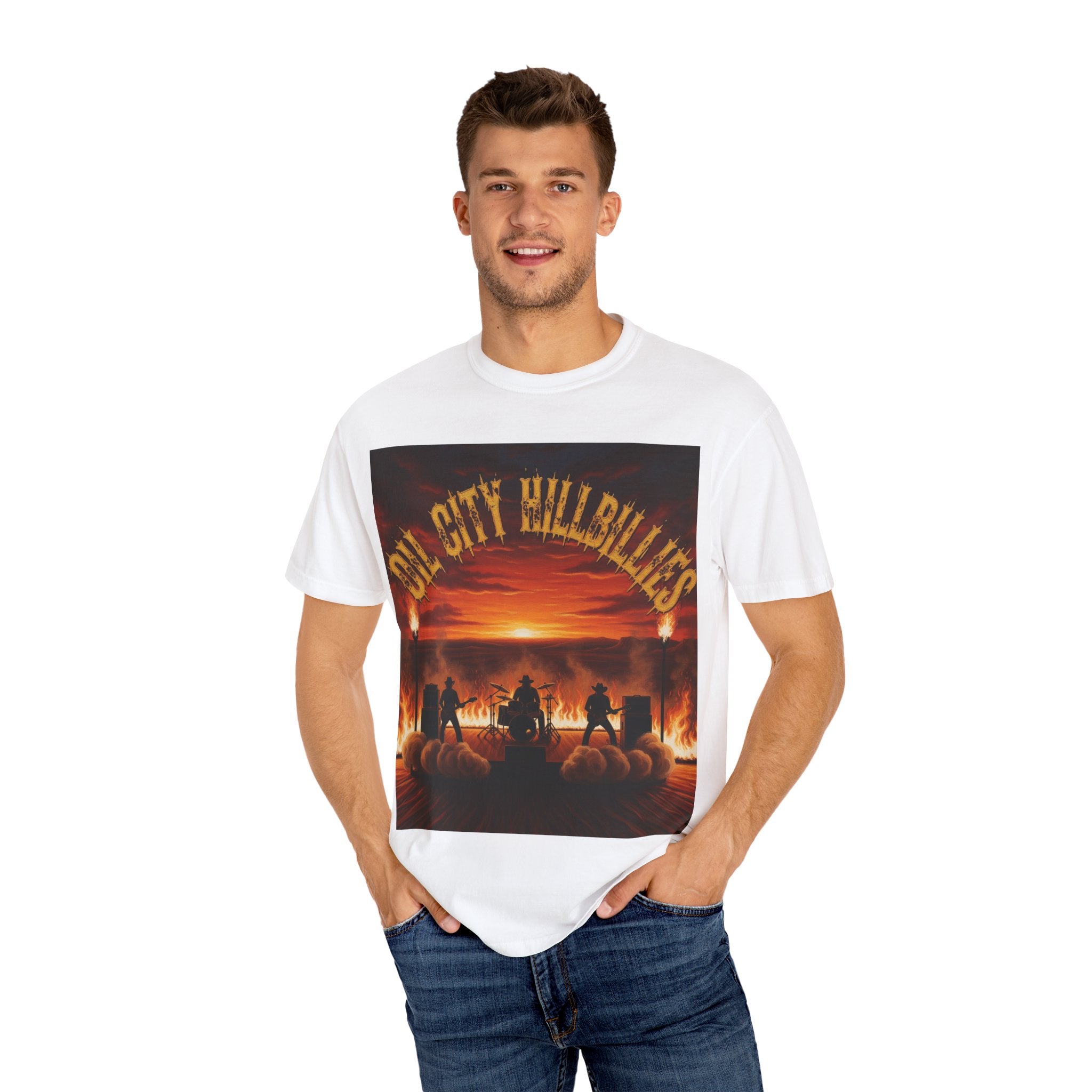 Oil City Hillbillies Sunset Vibe Unisex Tee – Summer Shirt, Festival Fashion, Vintage Graphic Band Tee, Edgy Southern Streetwear