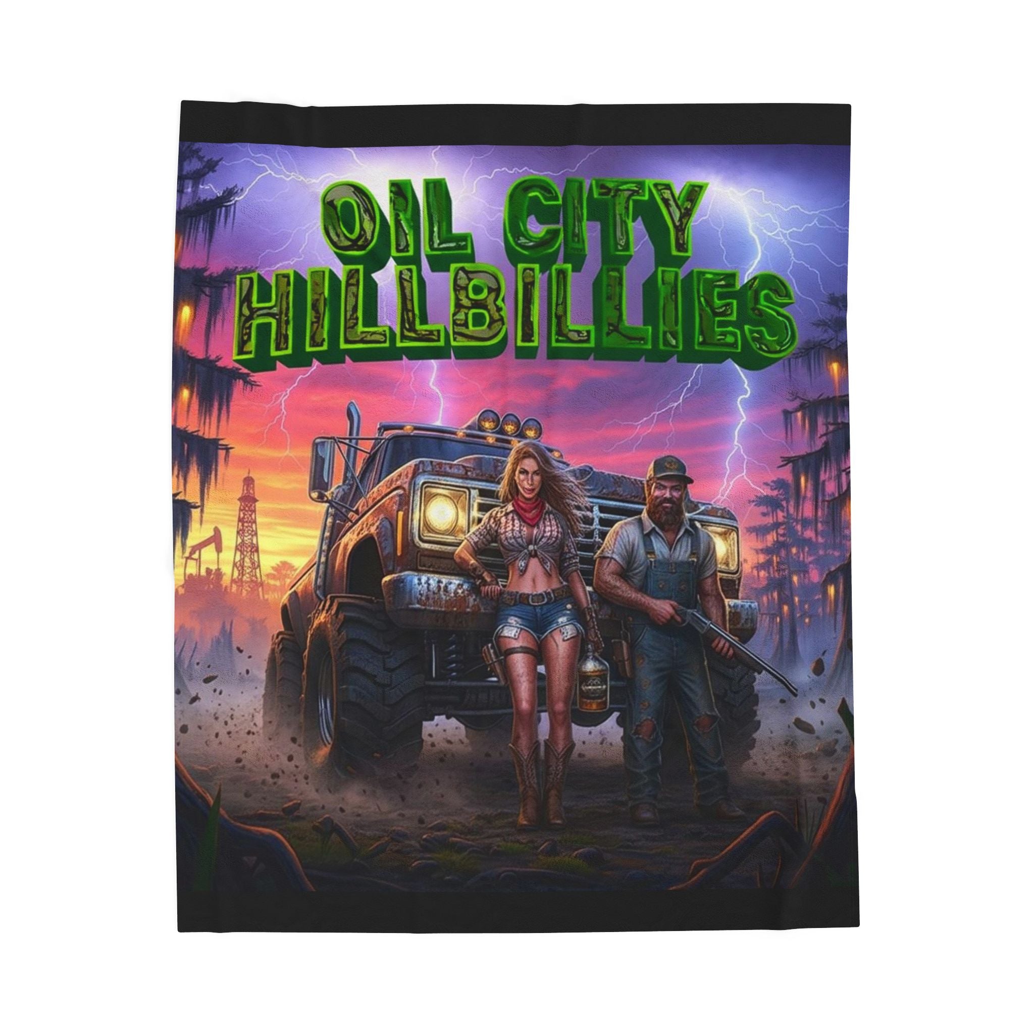 Oil City Hillbillies Velveteen Plush Blanket | Cozy Throw for Fans, Camping, Movie Nights, Gifts, Home Decor