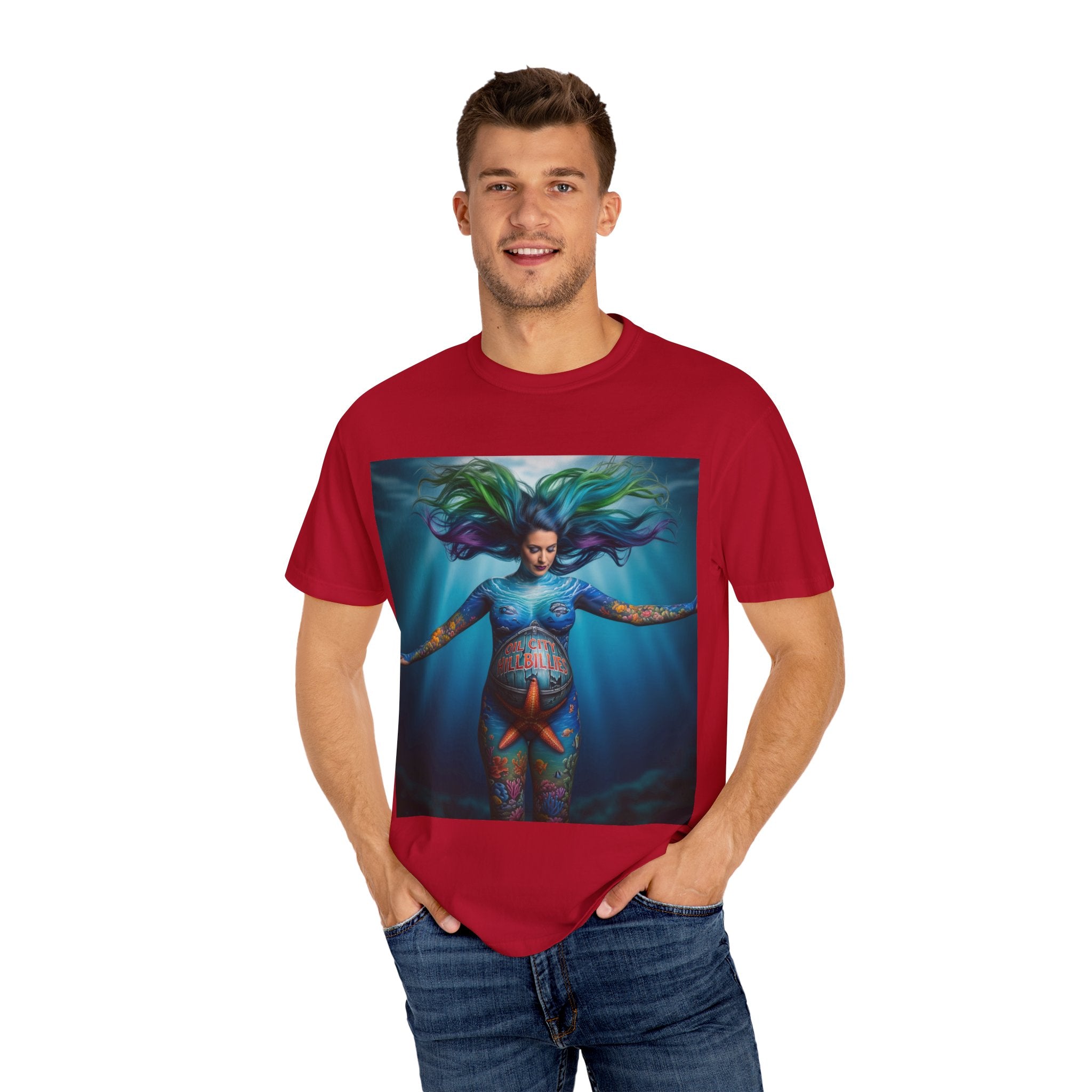 Garment-Dyed Oil City Hillbillies Tee Inspired by Southern Roots and Backwoods Culture, Bohemian T-shirt for Music Festivals, Artistic Outlaw Fashion Statement, Perfect Gift for Fans