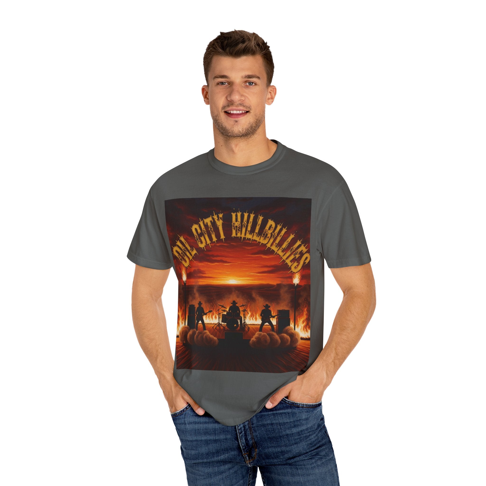 Oil City Hillbillies Sunset Vibe Unisex Tee – Summer Shirt, Festival Fashion, Vintage Graphic Band Tee, Edgy Southern Streetwear