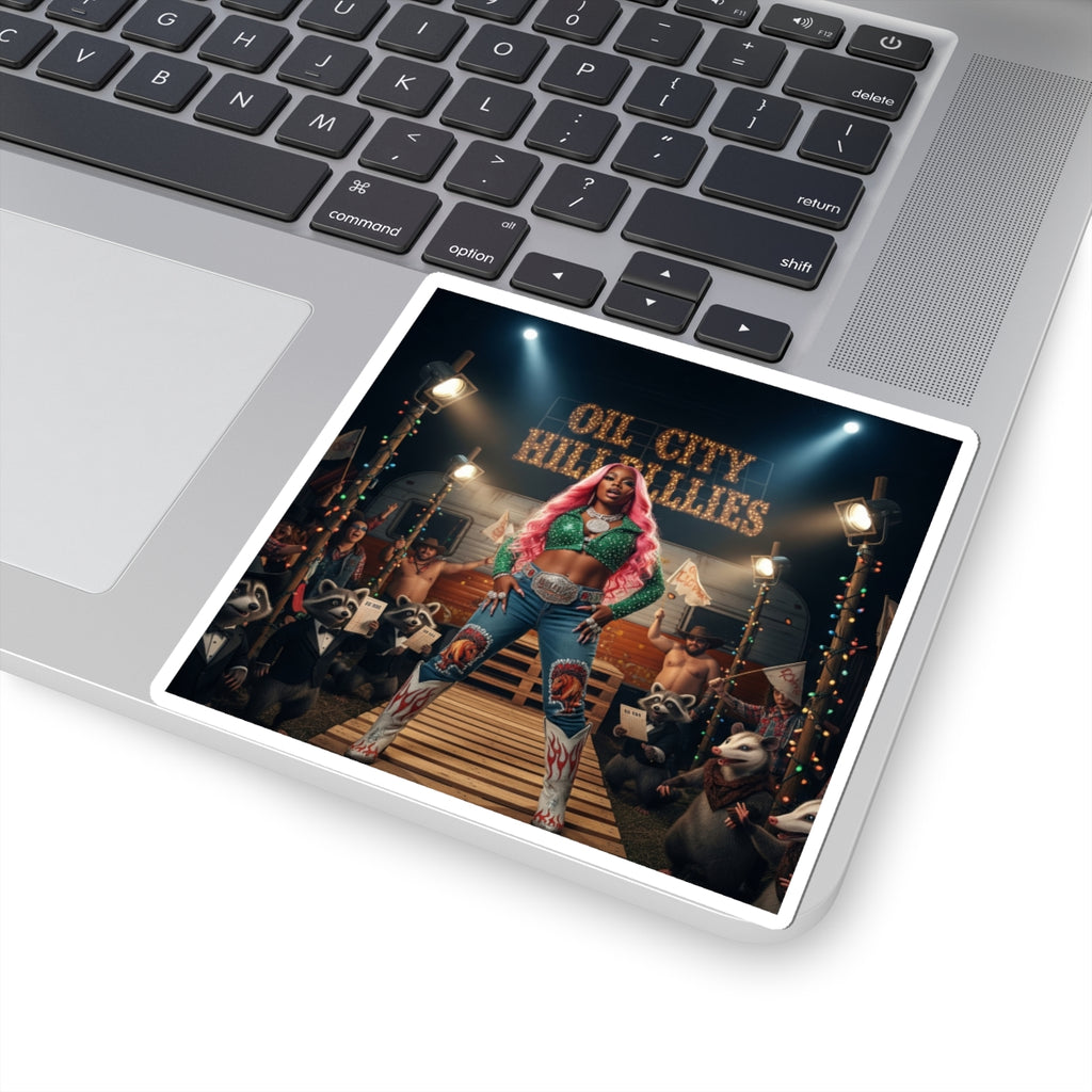 Whimsical Oil City Hillbillies Stickers for Fun Decor, Laptop Stickers, Art Stickers, Gift for Friends, Quirky Designs