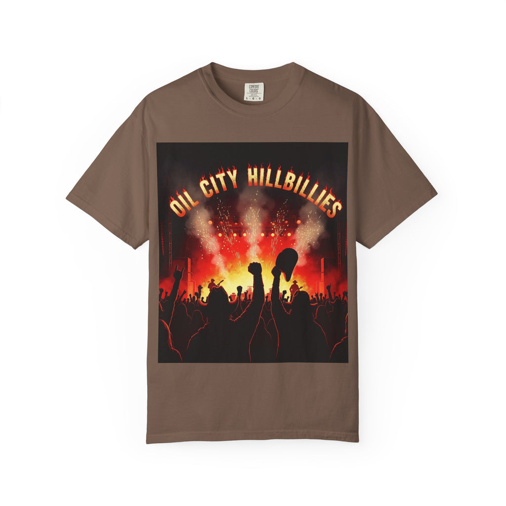 Oil City Hillbillies Concert Tee – Unisex Garment-Dyed T-Shirt, Music Festival Shirt, Country Music Lover Gift, Retro Graphic Band Tee, Southern Outlaw Merch