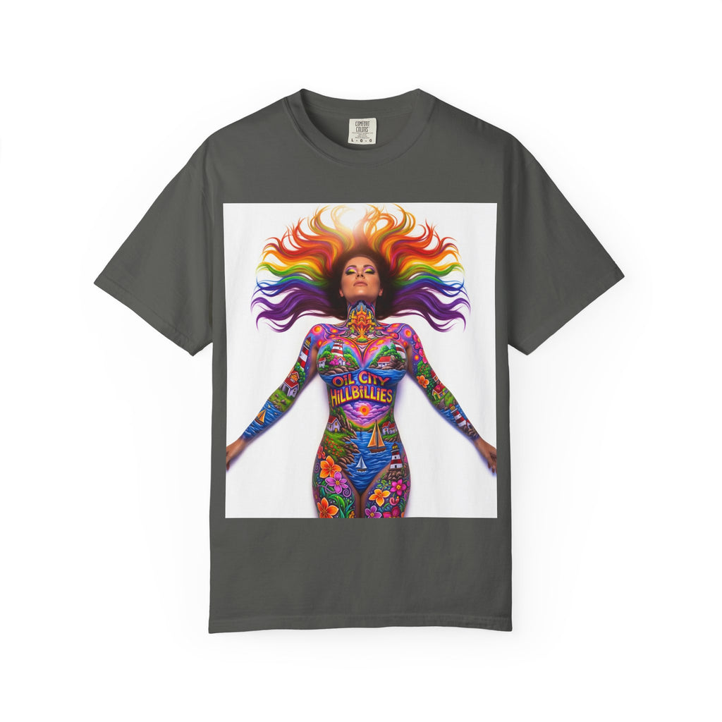 Oil City Hillbillies Full Body Art – Colorful Empowerment T-Shirt, Vibrant Art Tee, Unisex Graphic Shirt, Festival Wear, Pride Apparel, Gift for Artists
