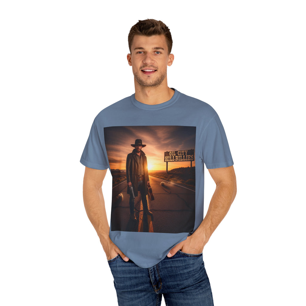 OCH Sunset Cowboy Graphic T-Shirt – Western Style Tee, Gift for Outlaw Country Fans, Casual Wear, Adventure Apparel, Unisex Fashion