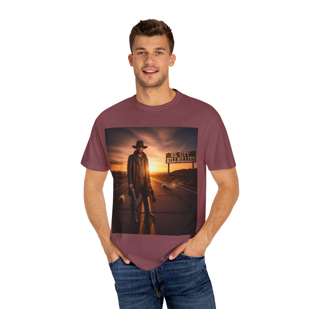 OCH Sunset Cowboy Graphic T-Shirt – Western Style Tee, Gift for Outlaw Country Fans, Casual Wear, Adventure Apparel, Unisex Fashion