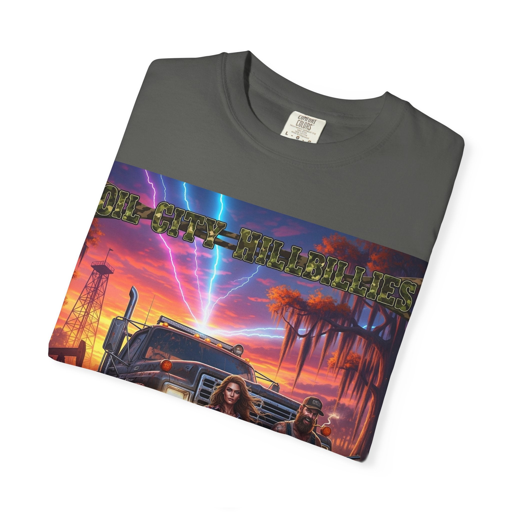Oil City Hillbillies Adventurous Graphic T-Shirt – Fun Gift for Outdoor Lovers, Summer Vibes, Unisex Casual Wear, Adventure Shirt, Retro Band Tee