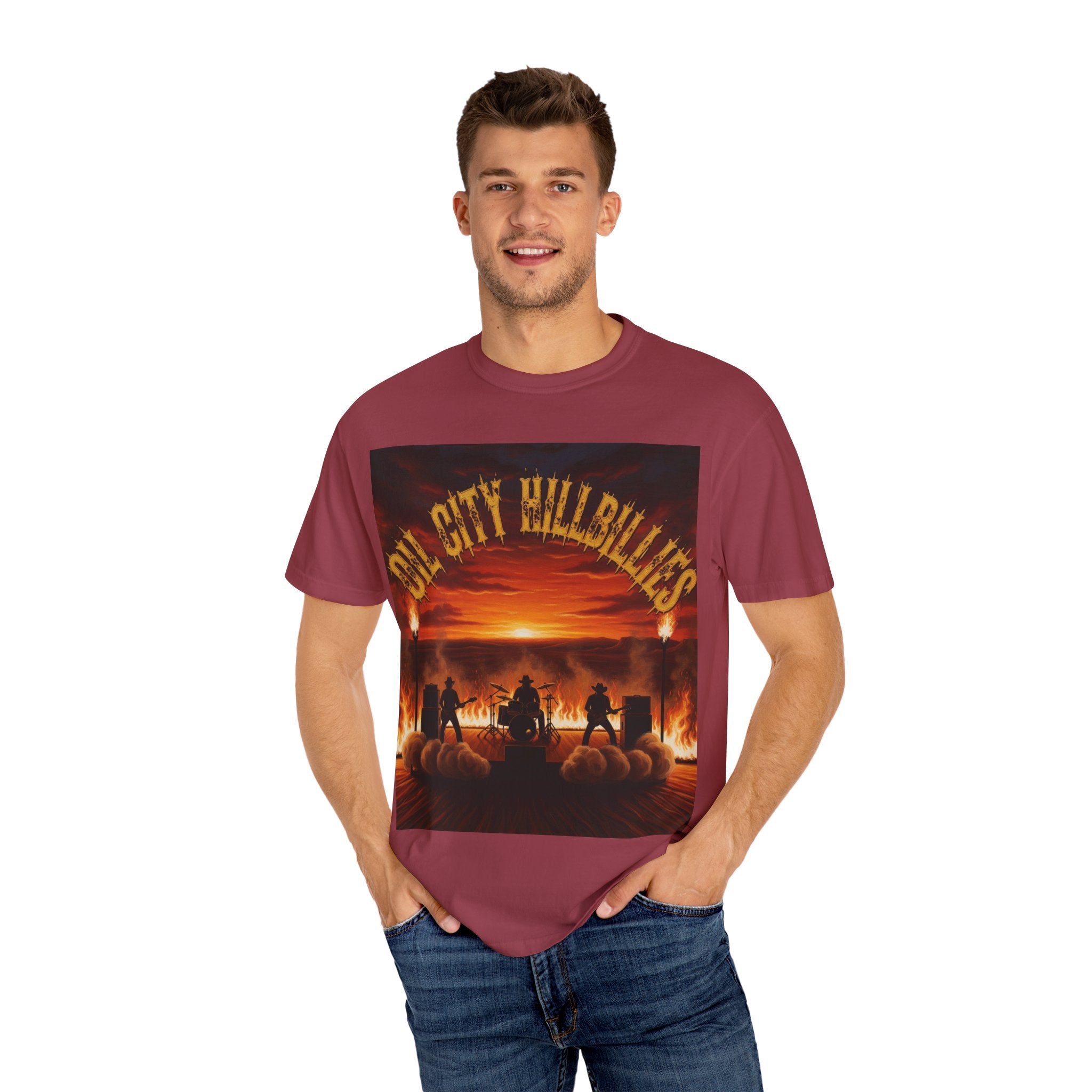Oil City Hillbillies Sunset Vibe Unisex Tee – Summer Shirt, Festival Fashion, Vintage Graphic Band Tee, Edgy Southern Streetwear