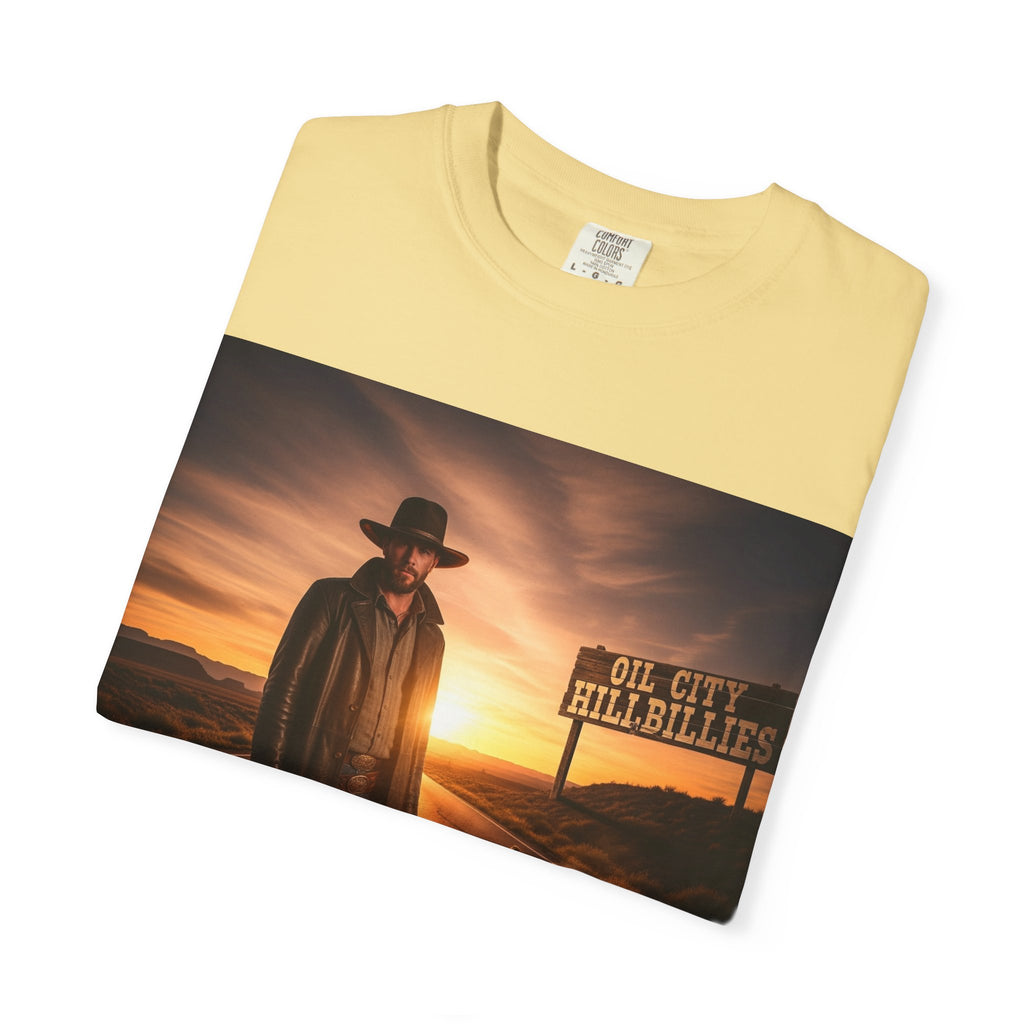 OCH Sunset Cowboy Graphic T-Shirt – Western Style Tee, Gift for Outlaw Country Fans, Casual Wear, Adventure Apparel, Unisex Fashion