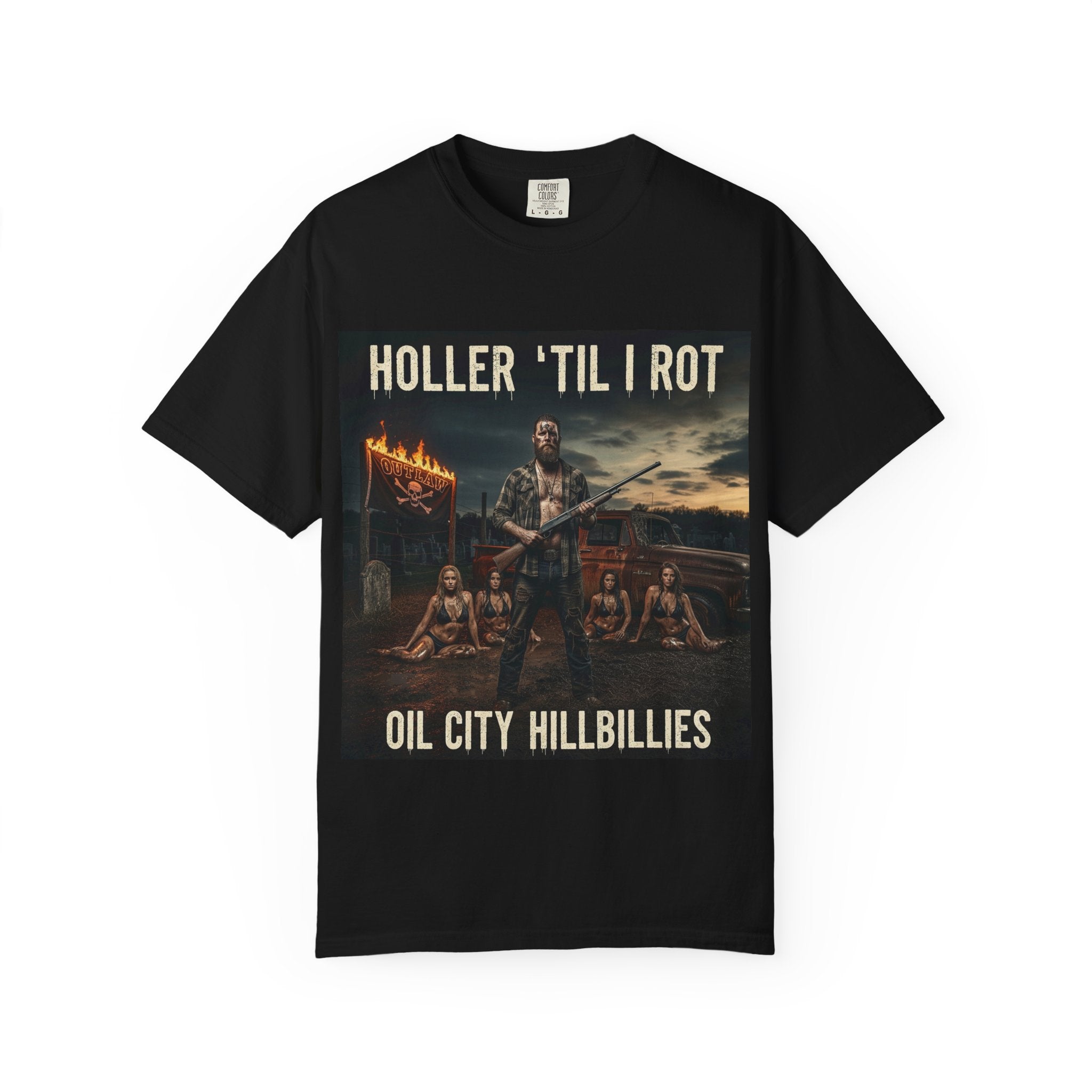Unisex Graphic Tee - Holler 'Til I Rot, Oil City Hillbillies, Casual Wear, Music Fans, Vintage Style, Great Gift