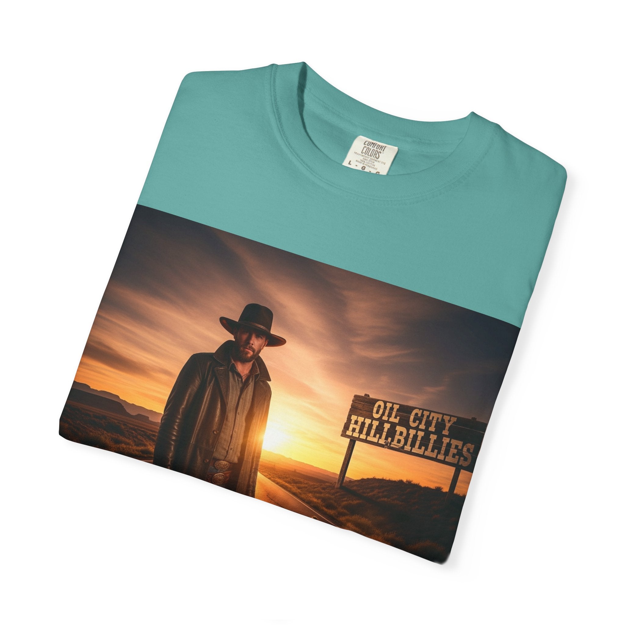 OCH Sunset Cowboy Graphic T-Shirt – Western Style Tee, Gift for Outlaw Country Fans, Casual Wear, Adventure Apparel, Unisex Fashion