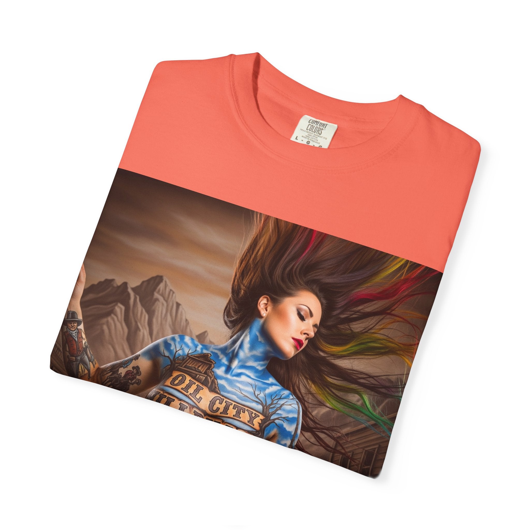 Garment-Dyed Oil City Hillbillies Tee Inspired by Southern Roots and Backwoods Culture, Bohemian T-shirt for Music Festivals, Artistic Outlaw Fashion Statement, Perfect Gift for Fans