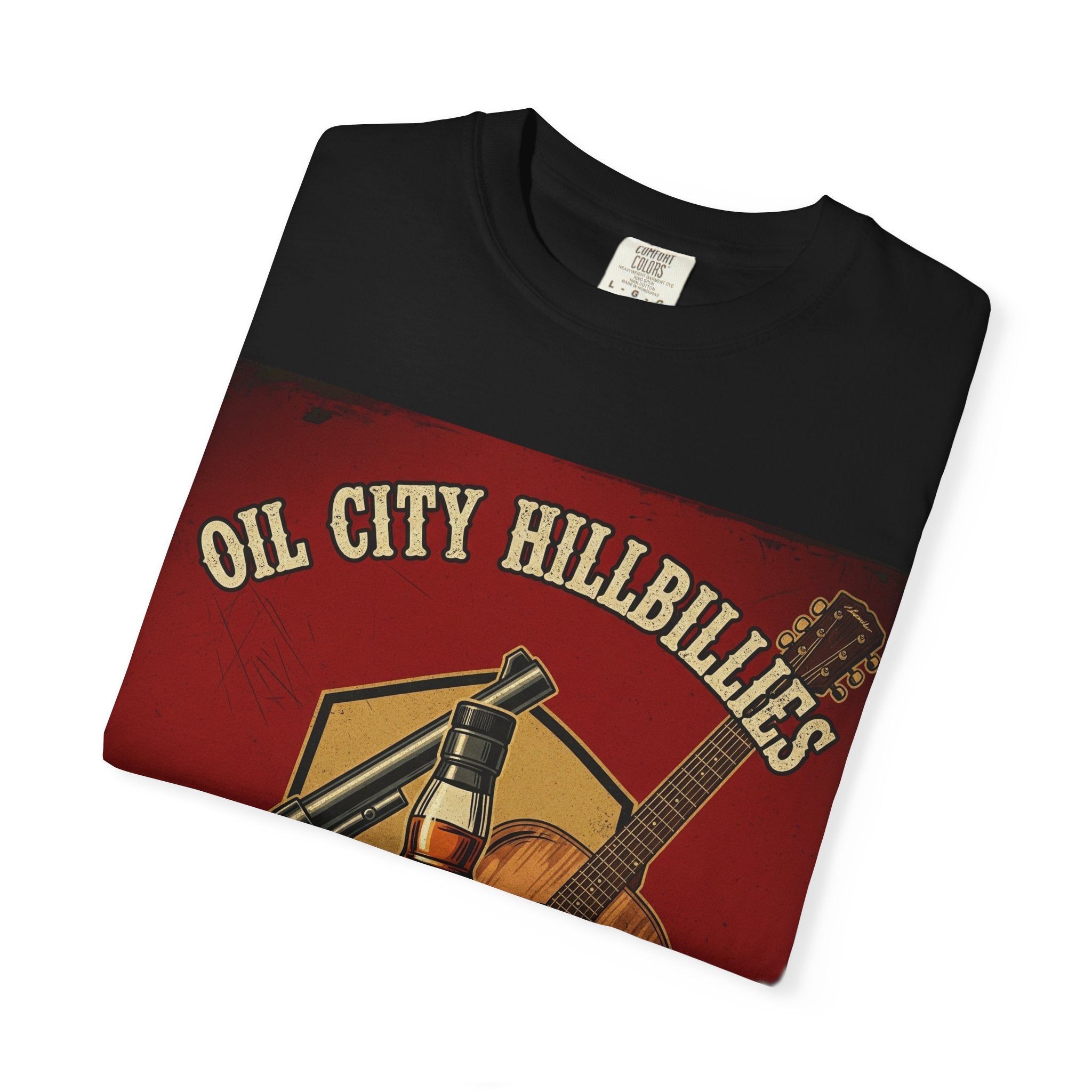 Oil City Hillbillies Whiskey-Themed T-Shirt – Rustic Style Shirt, Gift for Outlaw Country Fans, Casual Wear, Unisex Graphic Band Tee
