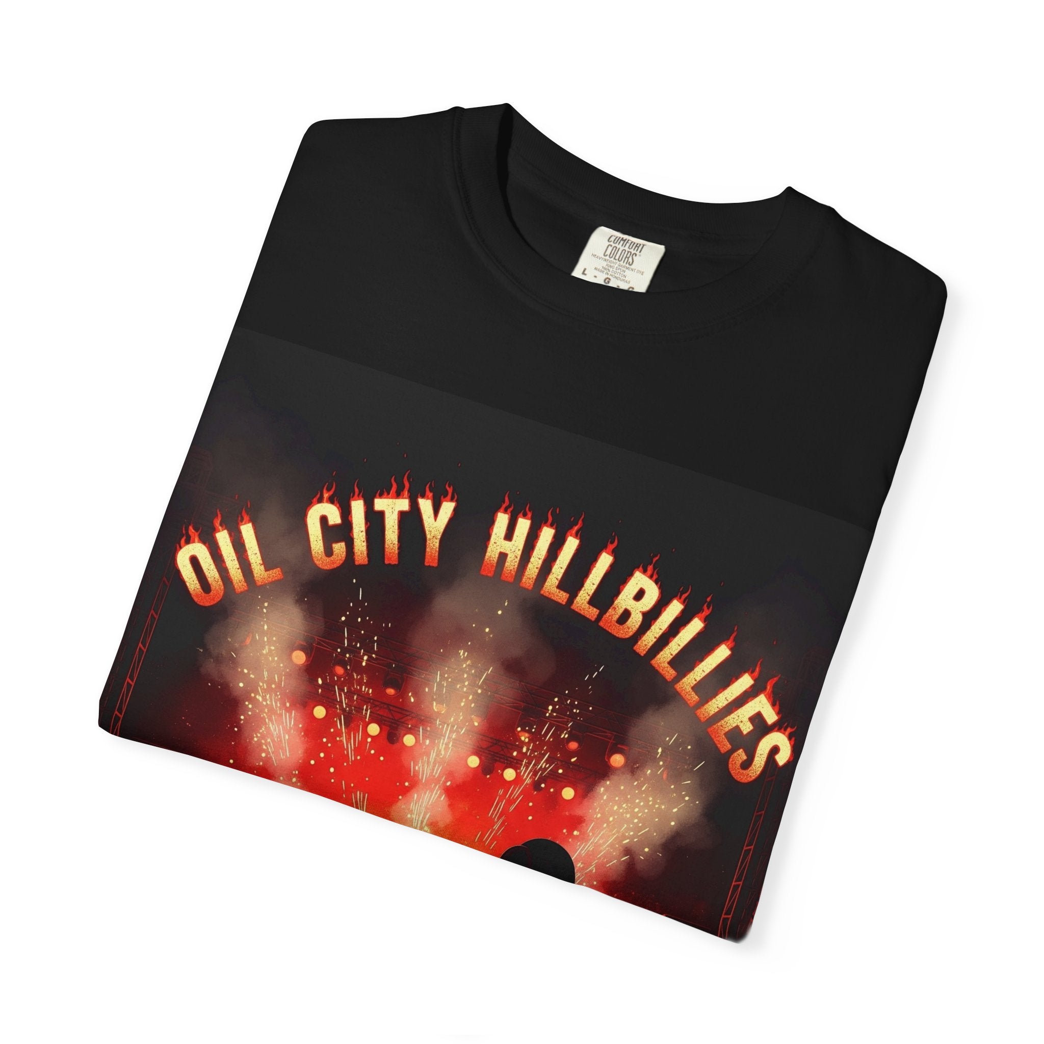 Oil City Hillbillies Concert Tee – Unisex Garment-Dyed T-Shirt, Music Festival Shirt, Country Music Lover Gift, Retro Graphic Band Tee, Southern Outlaw Merch