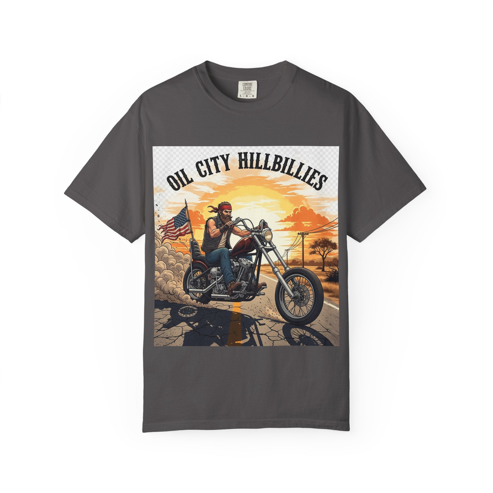 Oil City Hillbillies Motorcycle T-Shirt, Unisex Garment-Dyed Tee for Bikers, Vintage Style Gift, Casual Wear, Adventure Shirt
