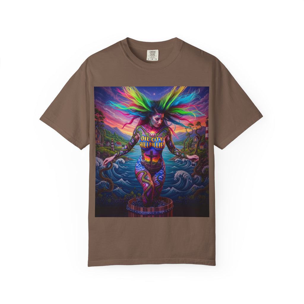 Vibrant Art T-Shirt, Oil City Hillbillies Colorful Graphic Tee, Unisex Gift, Casual Wear, Festival Shirt, Bohemian Style Apparel