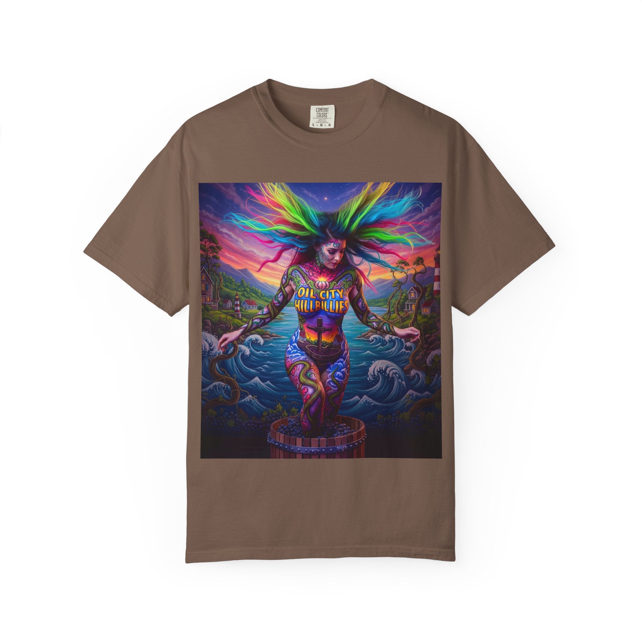 Vibrant Art T-Shirt, Oil City Hillbillies Colorful Graphic Tee, Unisex Gift, Casual Wear, Festival Shirt, Bohemian Style Apparel