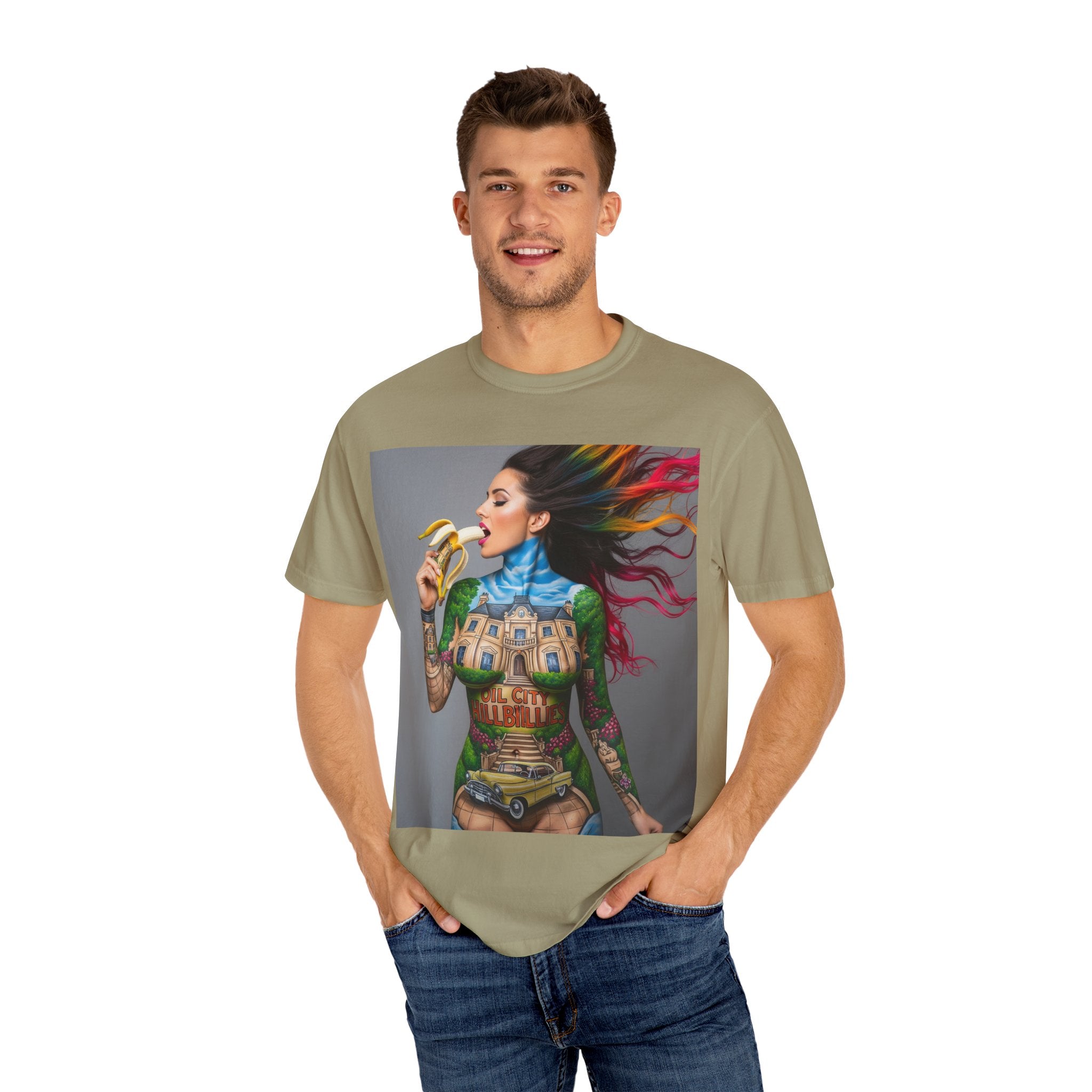 Vibrant Art Tee, Unisex Garment-Dyed T-shirt, Bohemian Style Shirt, Unique Gift, Festival Wear, Artistic Apparel