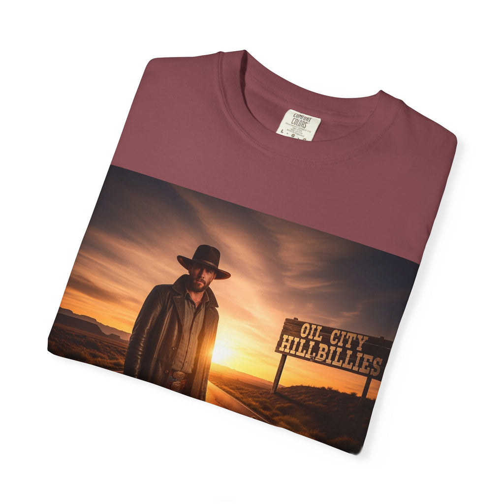 OCH Sunset Cowboy Graphic T-Shirt – Western Style Tee, Gift for Outlaw Country Fans, Casual Wear, Adventure Apparel, Unisex Fashion
