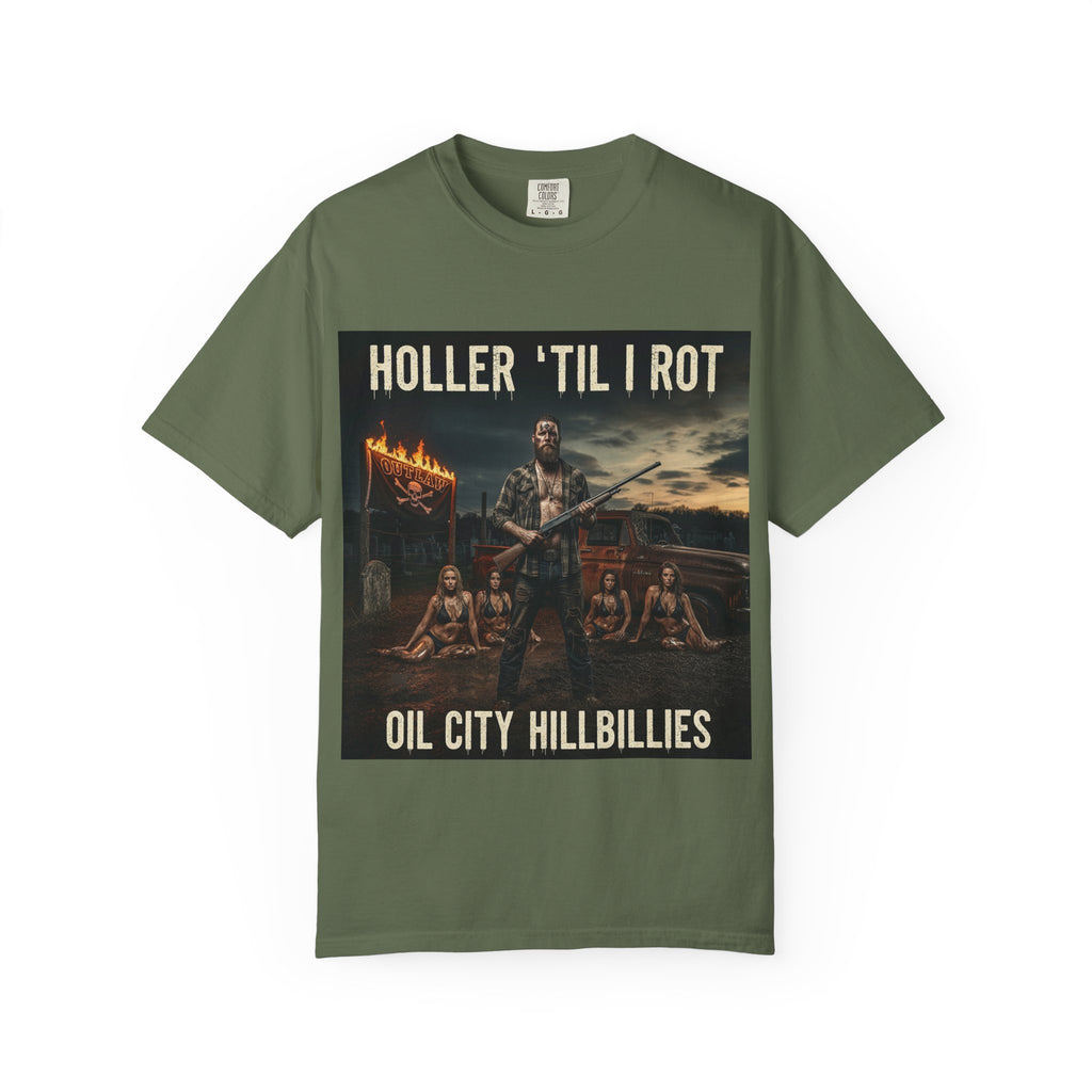 Unisex Graphic Tee - Holler 'Til I Rot, Oil City Hillbillies, Casual Wear, Music Fans, Vintage Style, Great Gift
