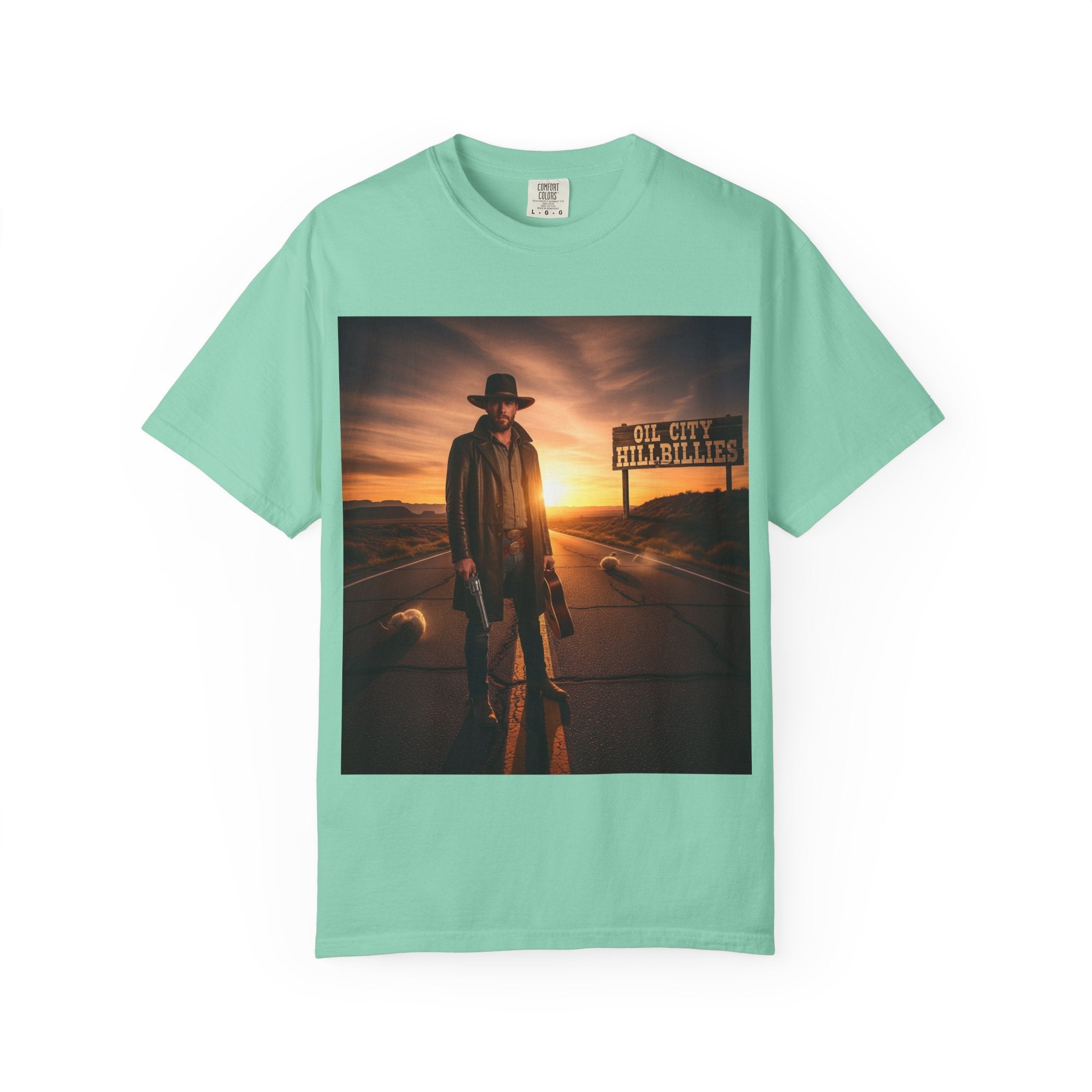 OCH Sunset Cowboy Graphic T-Shirt – Western Style Tee, Gift for Outlaw Country Fans, Casual Wear, Adventure Apparel, Unisex Fashion