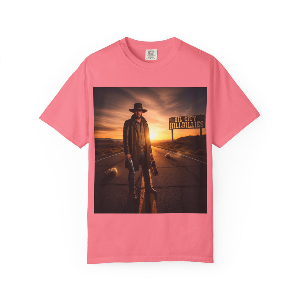 OCH Sunset Cowboy Graphic T-Shirt – Western Style Tee, Gift for Outlaw Country Fans, Casual Wear, Adventure Apparel, Unisex Fashion