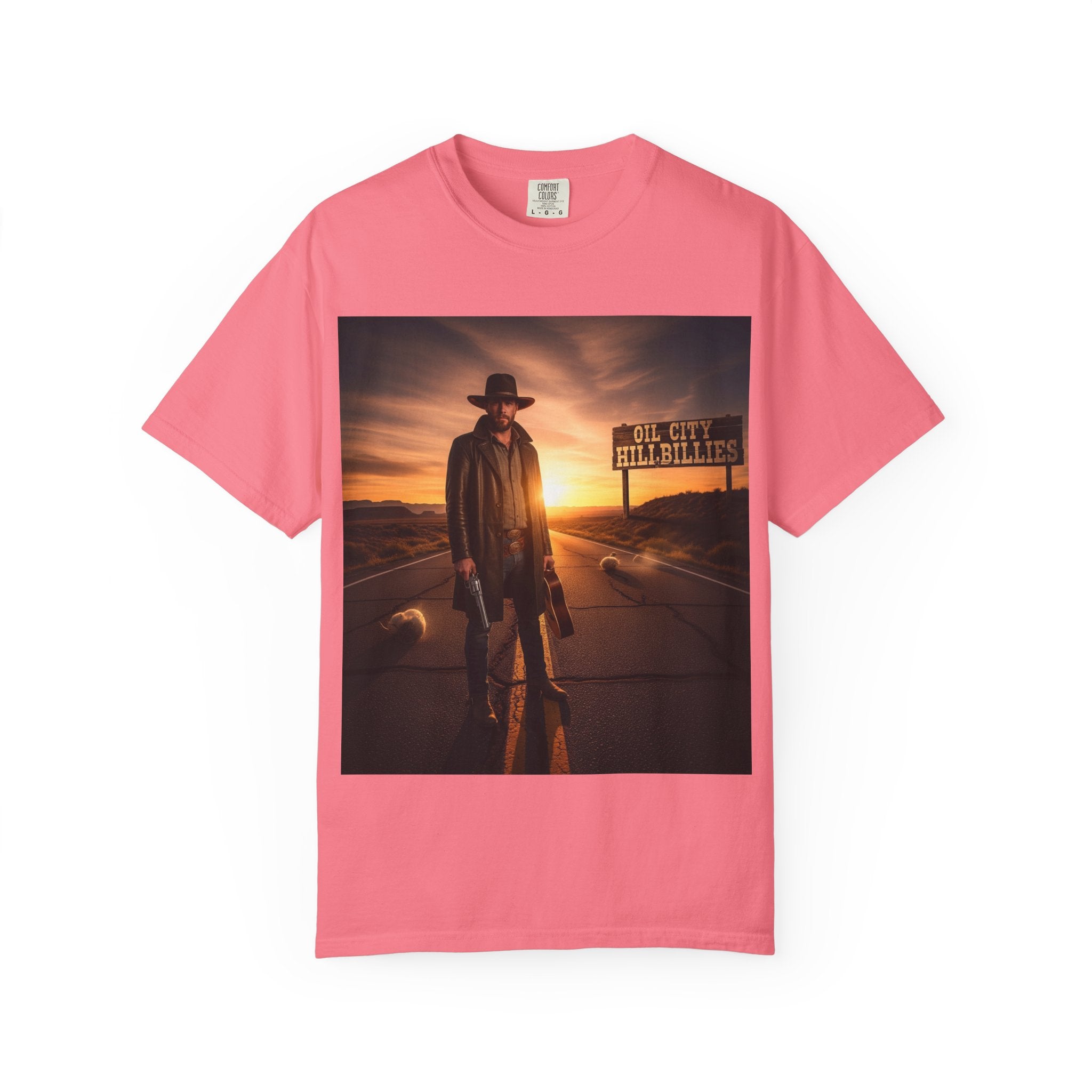 OCH Sunset Cowboy Graphic T-Shirt – Western Style Tee, Gift for Outlaw Country Fans, Casual Wear, Adventure Apparel, Unisex Fashion