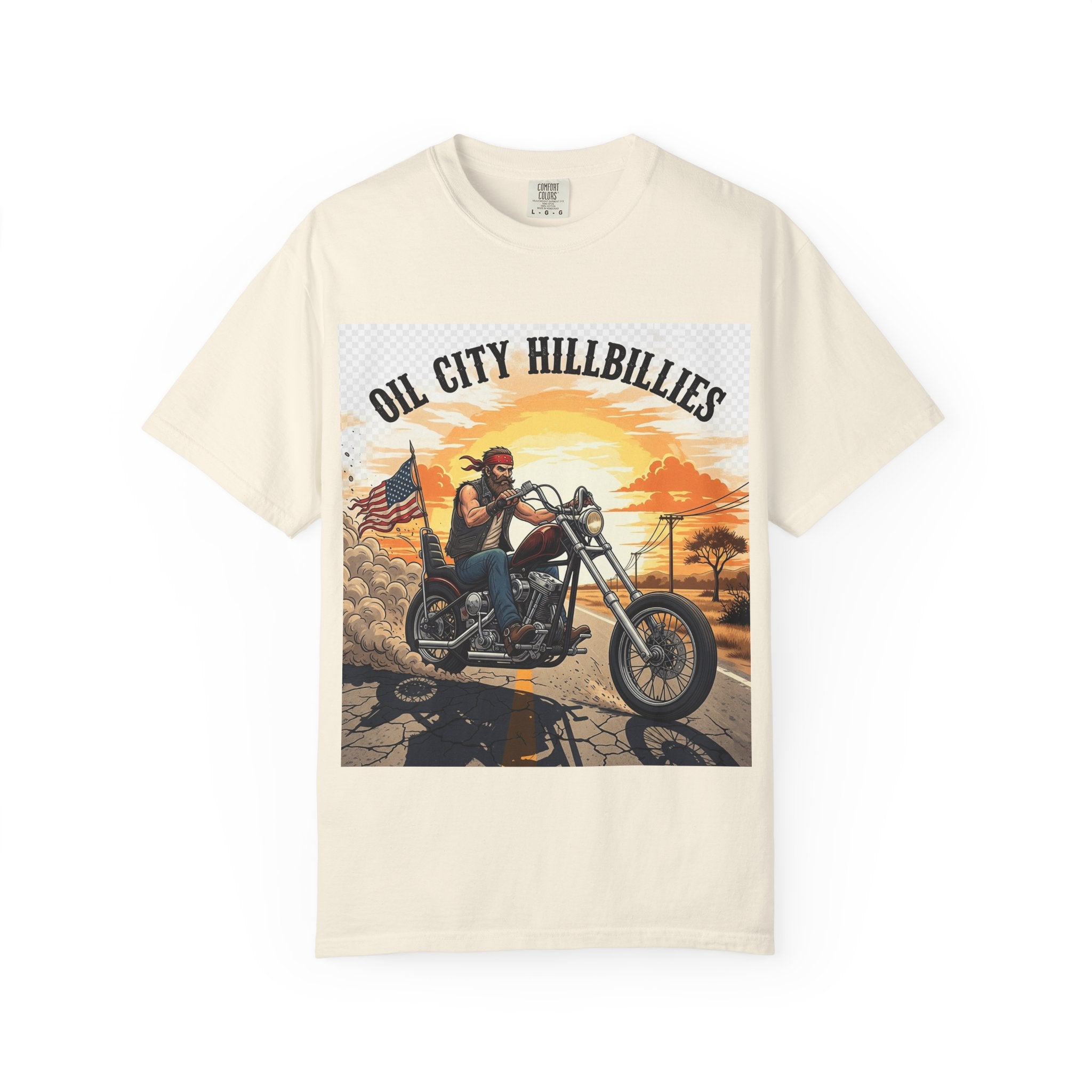 Oil City Hillbillies Motorcycle T-Shirt, Unisex Garment-Dyed Tee for Bikers, Vintage Style Gift, Casual Wear, Adventure Shirt